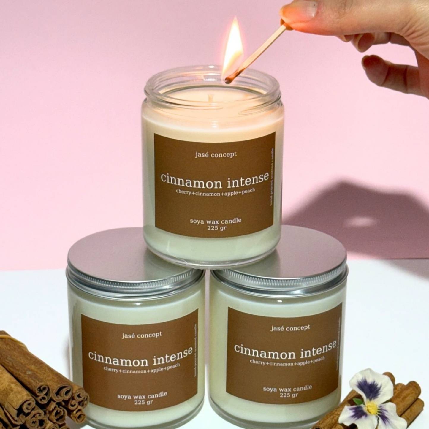 Cinnamon Intense Handmade Soy Wax Candle - Spicy Cherry