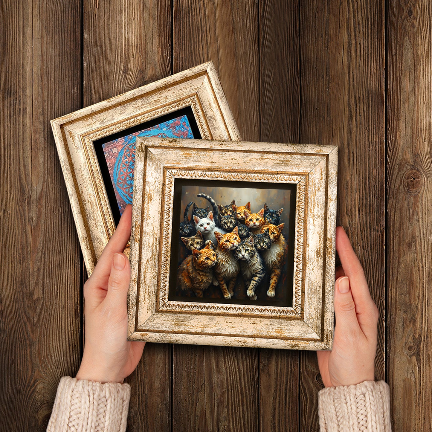 Gang Of Cats Duo Vintage Stone Wall Art - Handheld Frames | Artistry Home