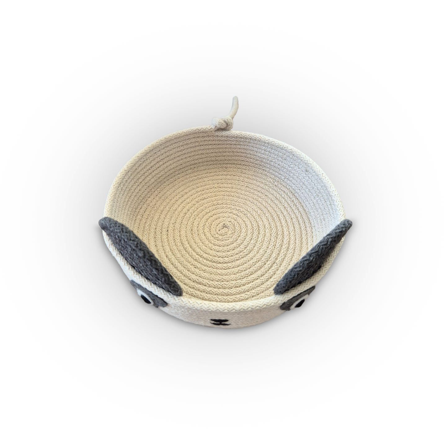 Teddy Grey White Cotton Rope Basket