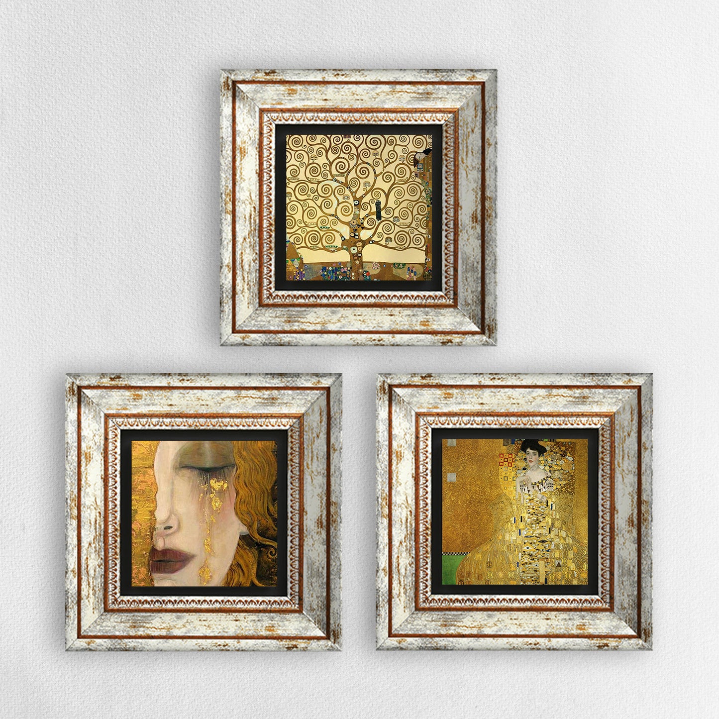 Gustav Klimt Masterpiece Trio Vintage Stone Wall Art | Artistry Home