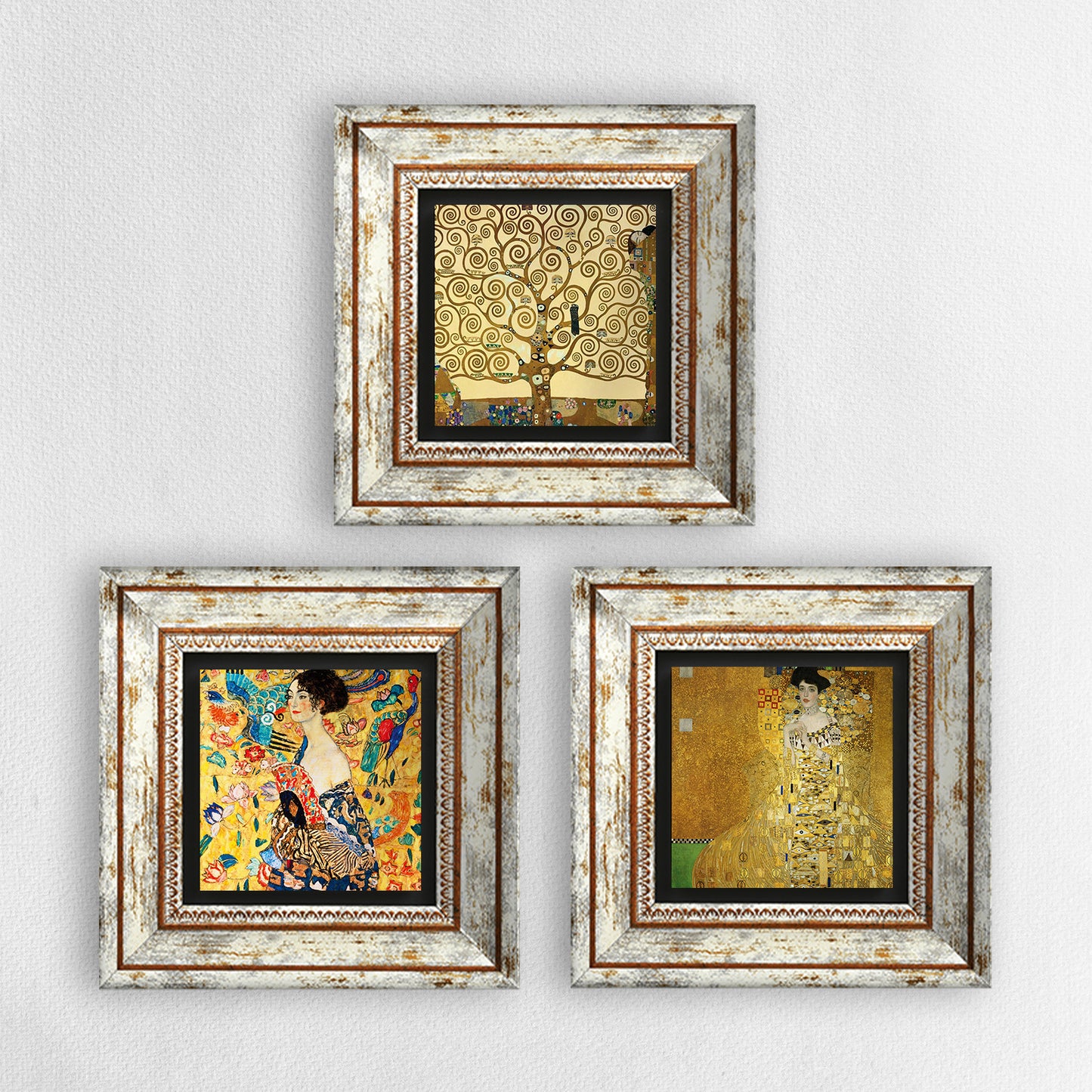 Gustav Klimt Trio Vintage Stone Wall Art | Artistry Home