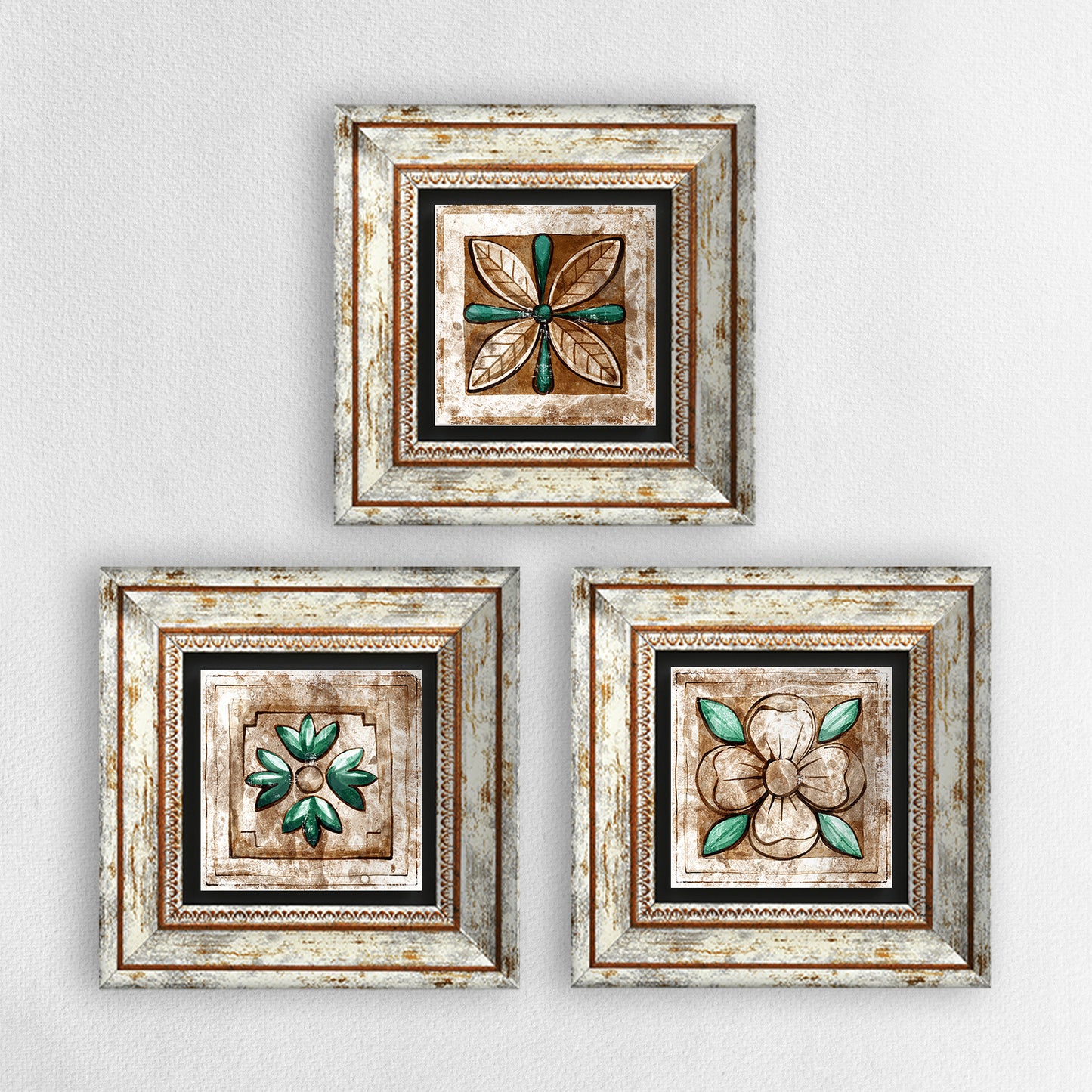 Mosaic Four Leaves Trio Stone Wall Art | Artistry Home