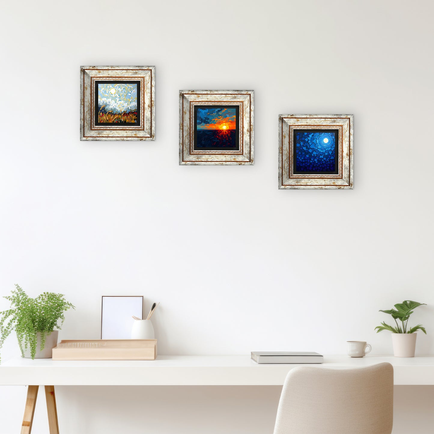 Colors Of The Day 2 Vintage Stone Wall Art - Frames with Table | Artistry Home