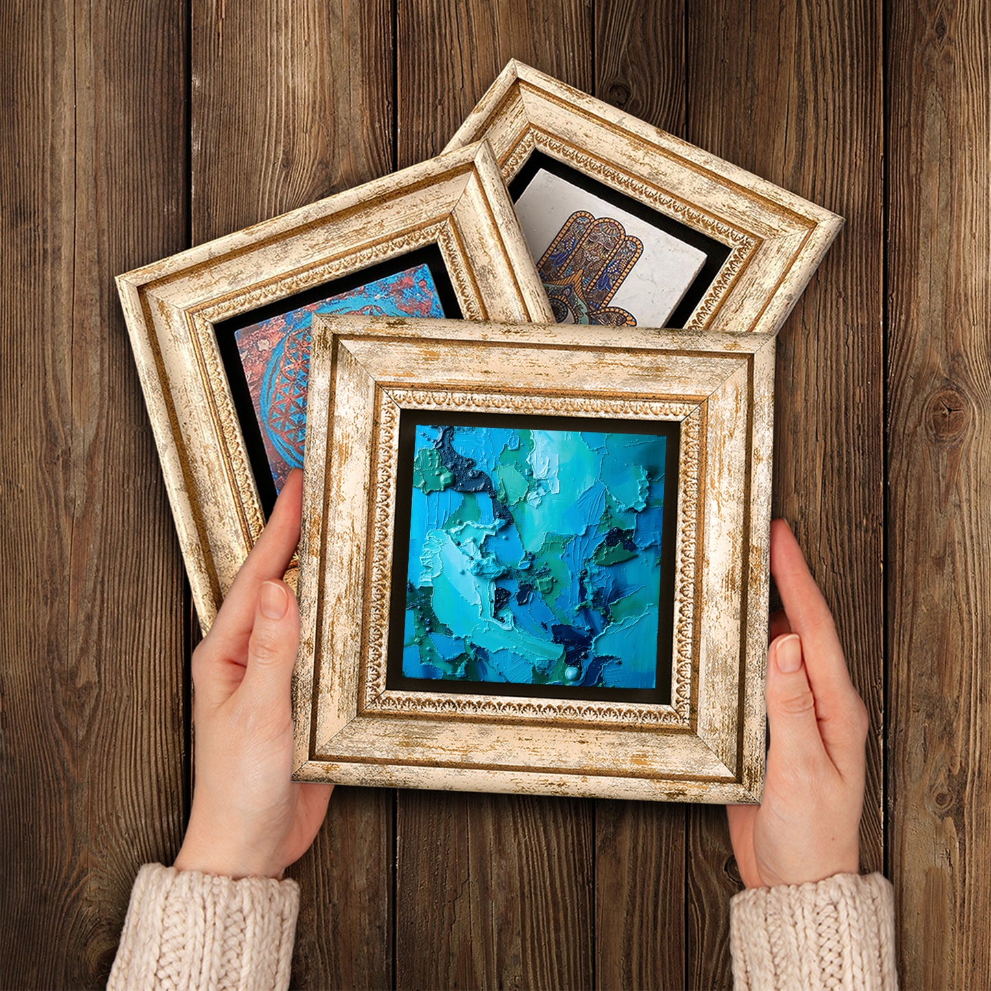 Symphony Of Colours Trio Vintage Stone Wall Art - Handheld Frames | Artistry Home