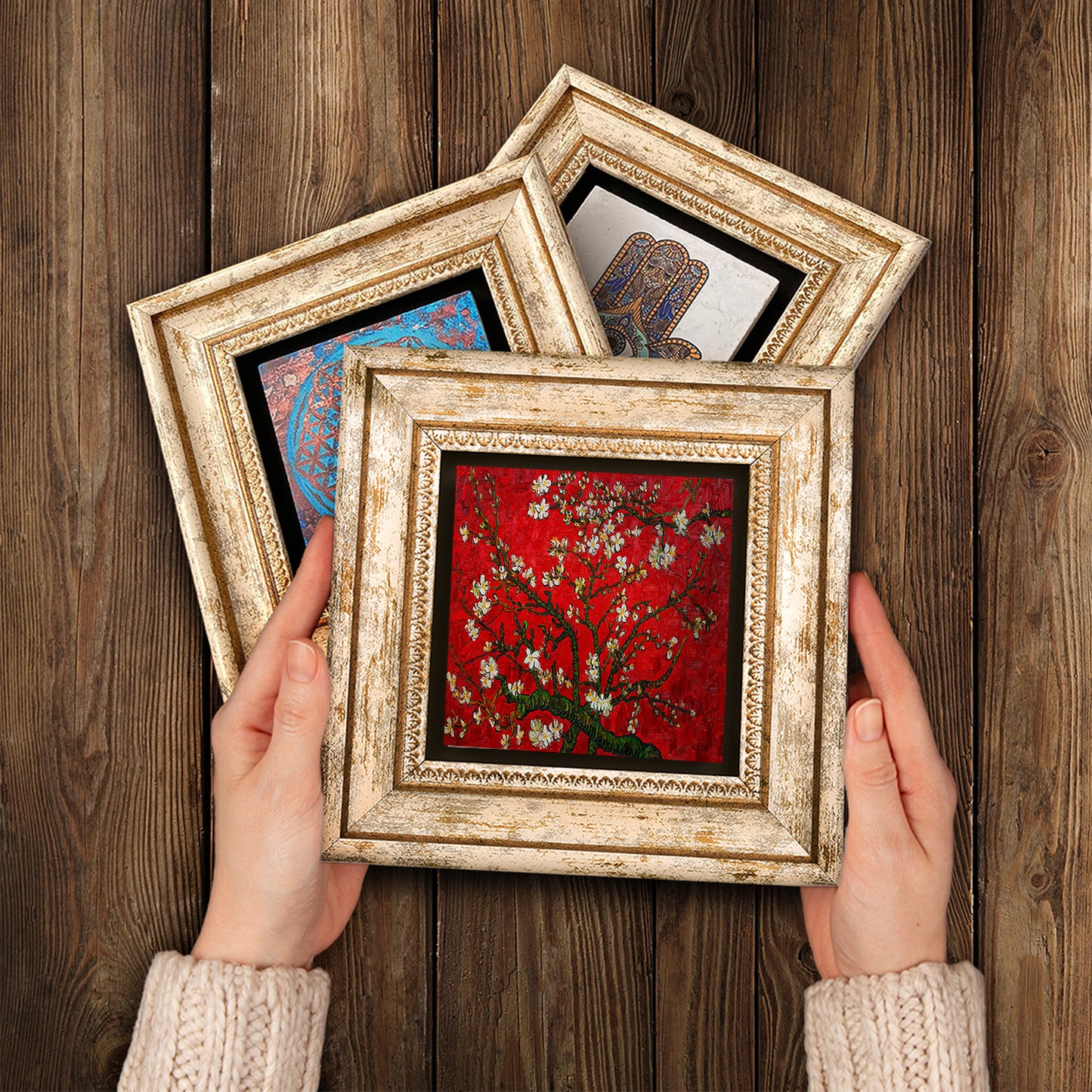 Tree Of Life Almond Tree Trio Stone Wall Art - Handheld Frames | Artistry Home