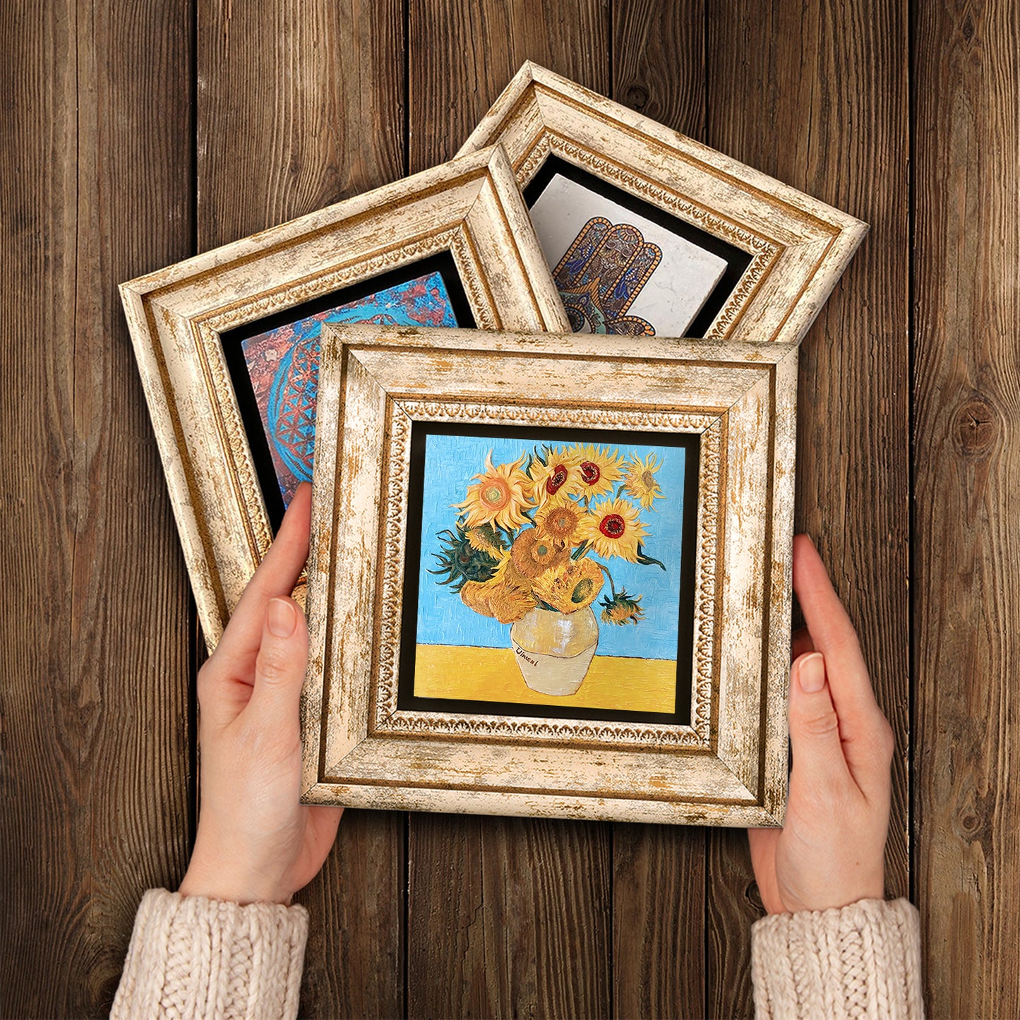 Van Gogh Masterpiece Trio Vintage Stone Wall Art - Handheld Frames | Artistry Home