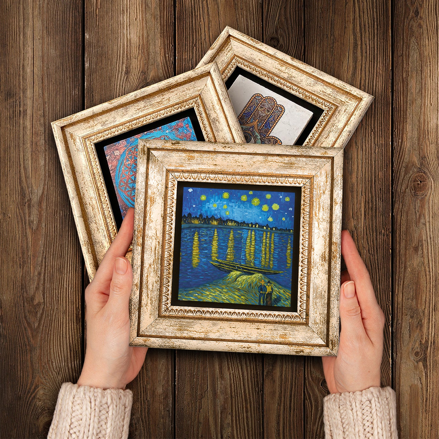 Van Gogh Trio Vintage Stone Wall Art - Handheld Frames | Artistry Home