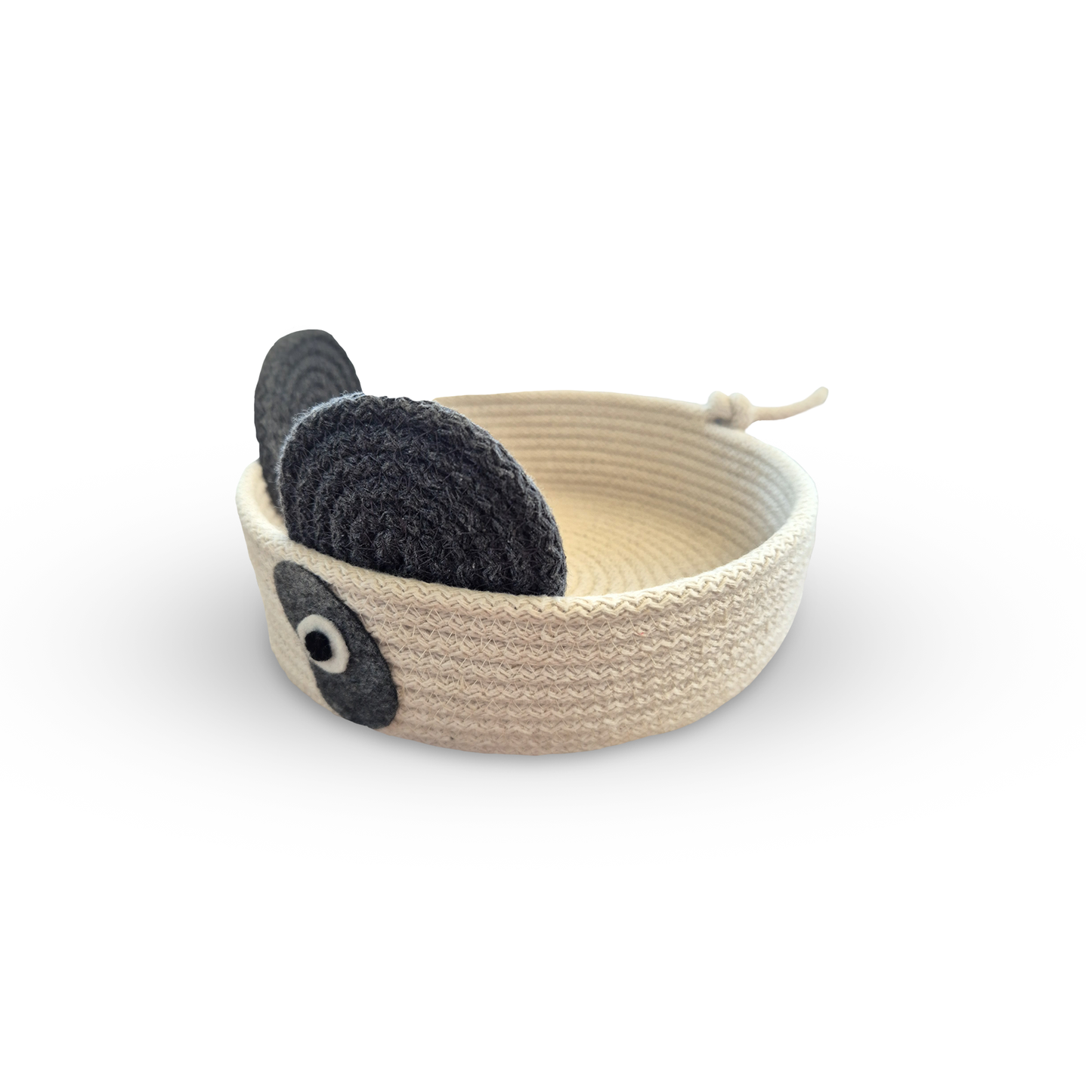 Teddy Grey White Cotton Rope Basket