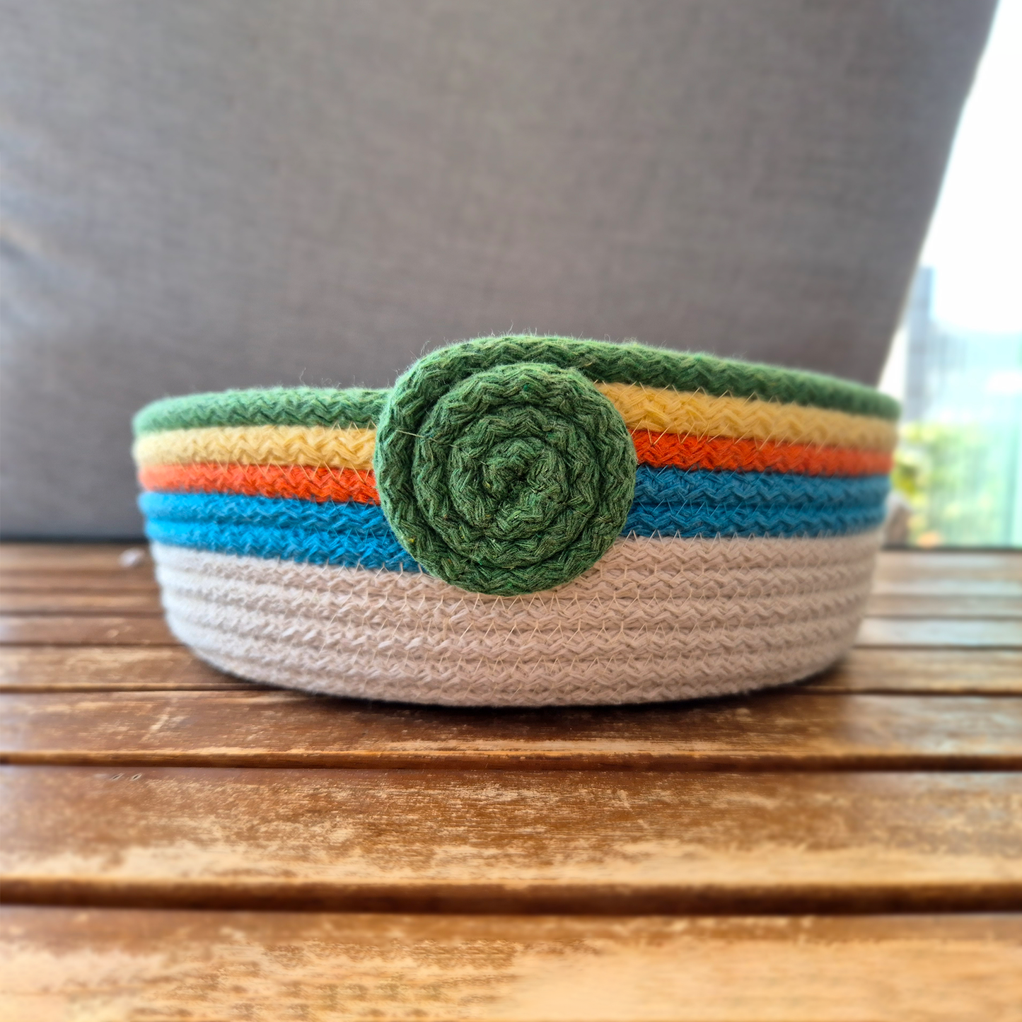Green Bow Cotton Rope Basket