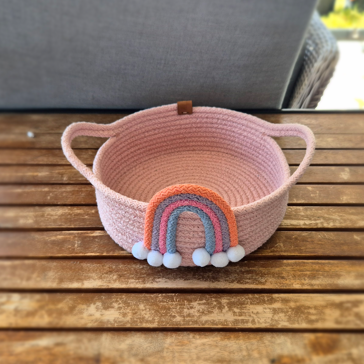 Rainbow Pink Cotton Rope Basket