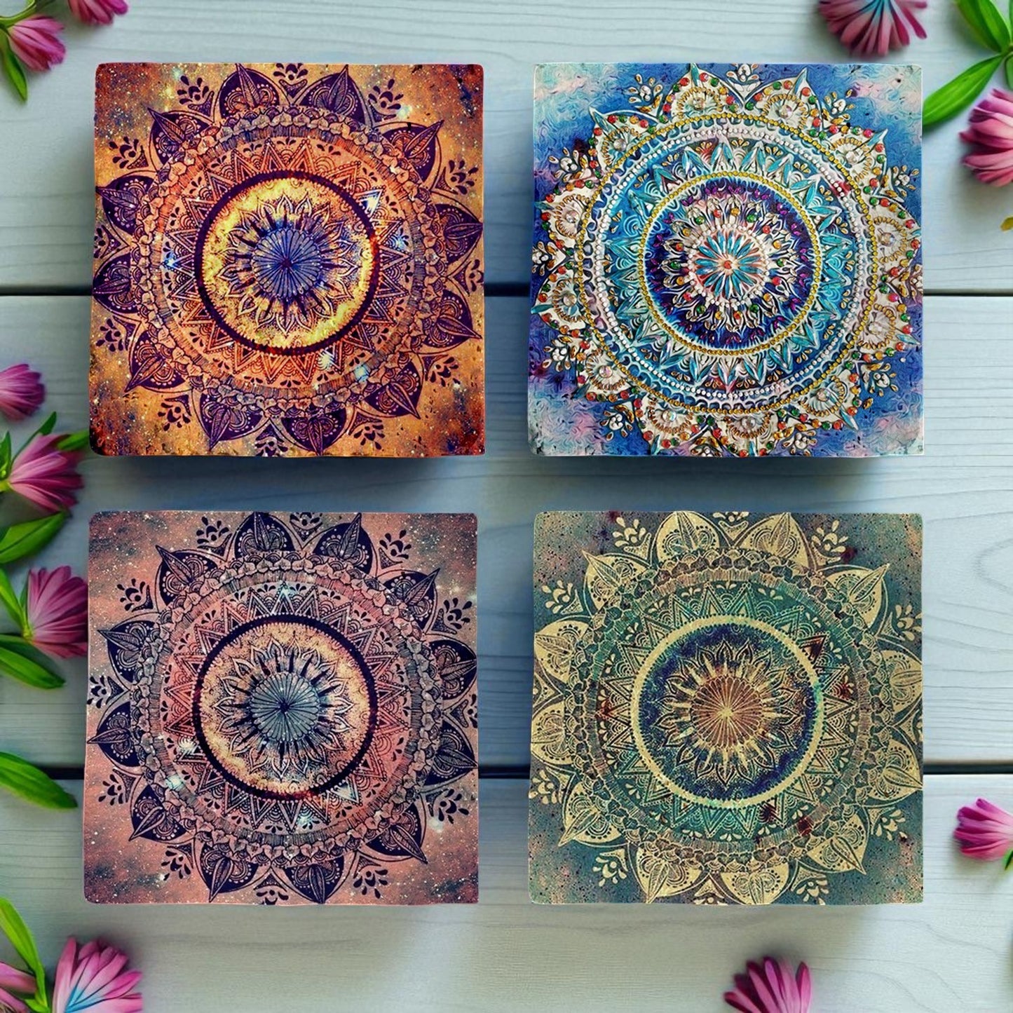 Set of 4 Cosmic Mandala Coaster