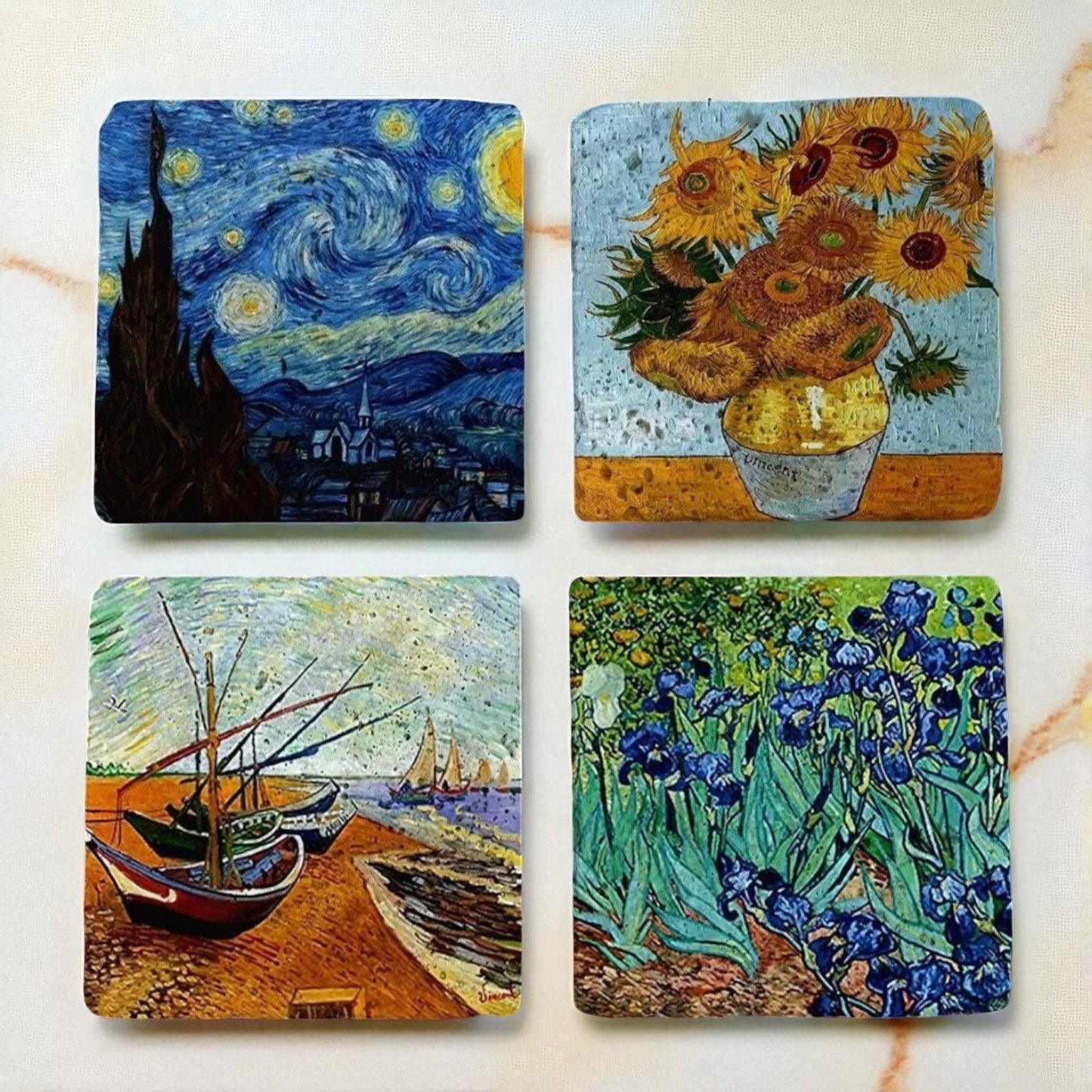 Set of 4 Radiant Brushstroke Coaster