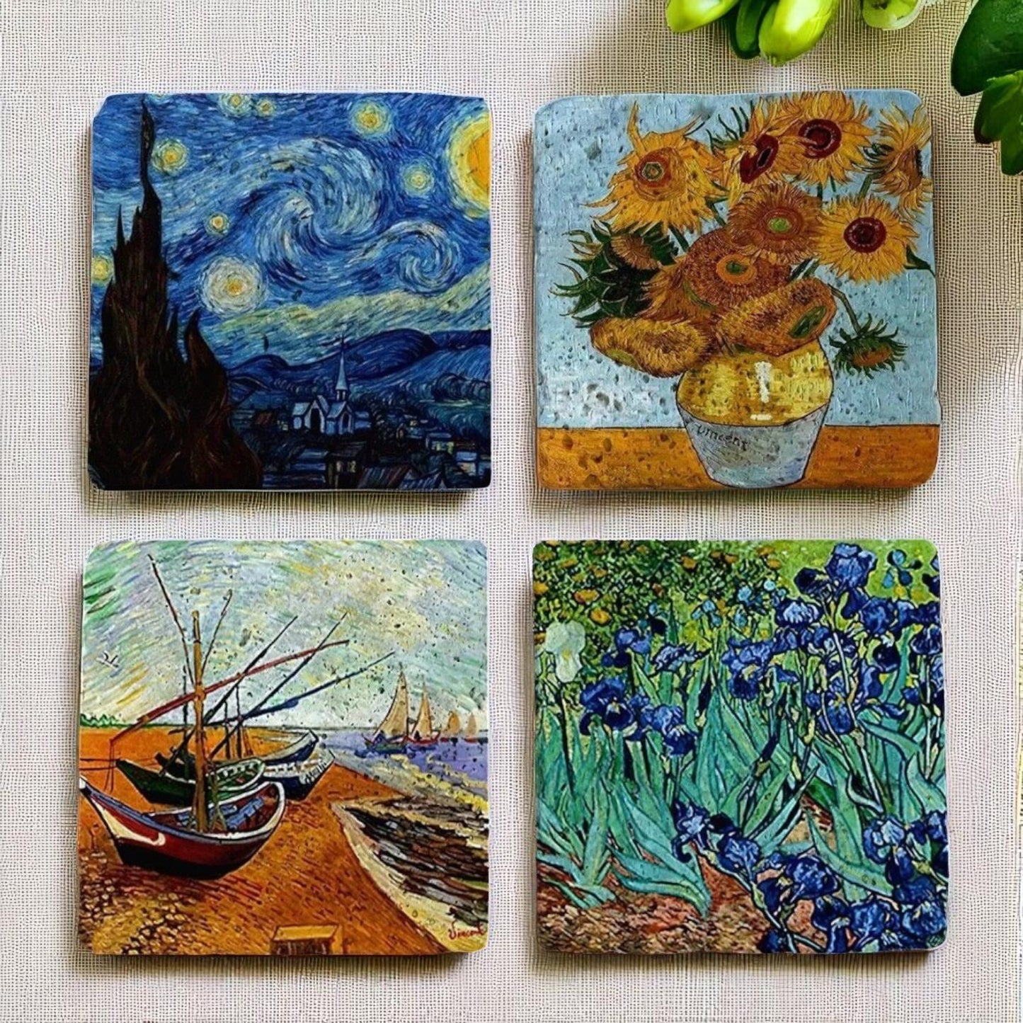 Set of 4 Radiant Brushstroke Coaster