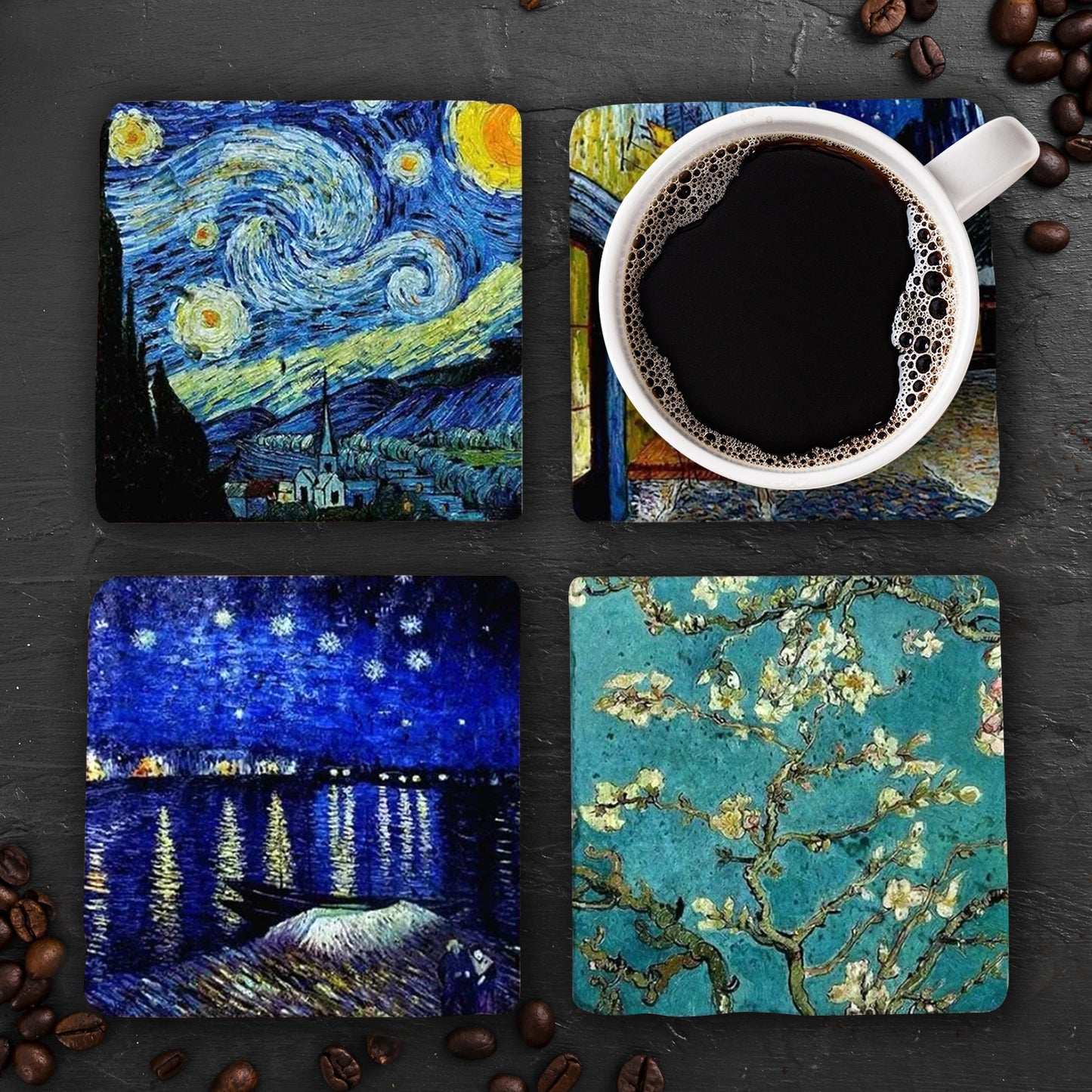 Set of 4 Radiant Brushstroke Coaster