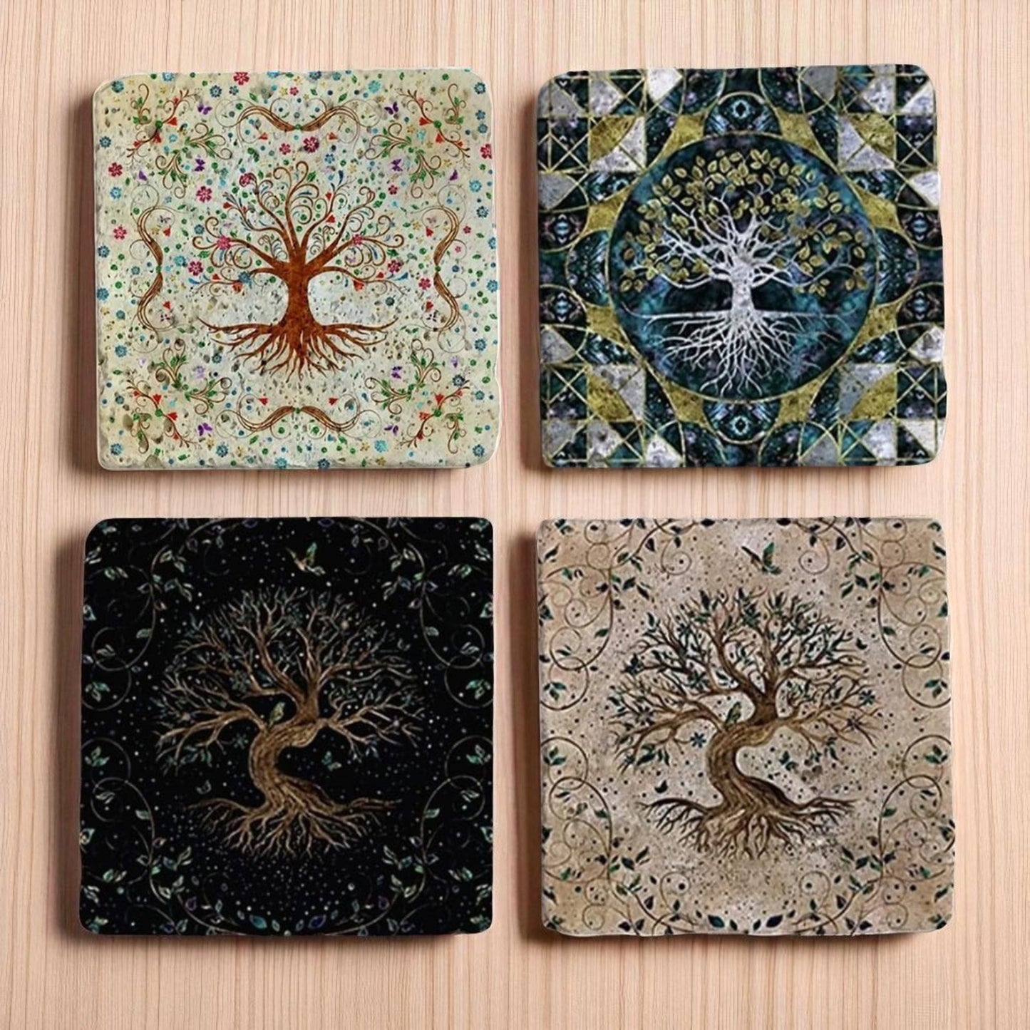 Set of 4 Celestial Tree Coaster