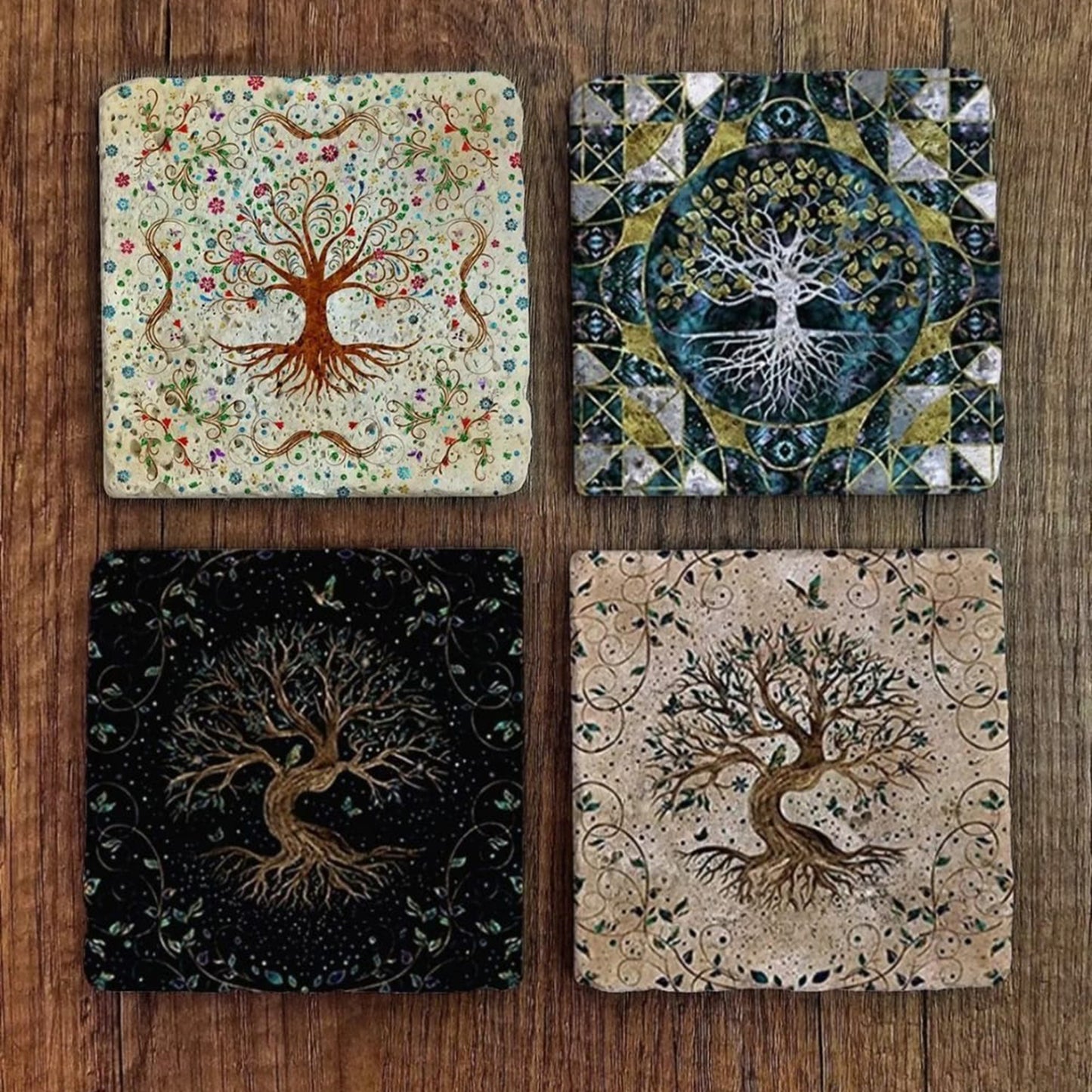 Set of 4 Celestial Tree Coaster