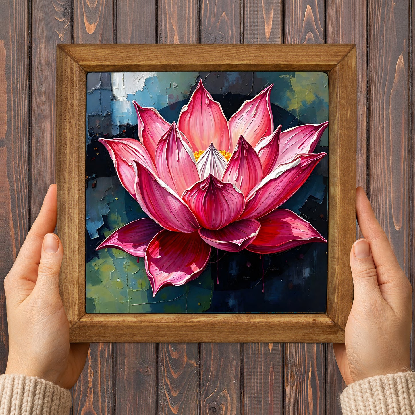 Pink Lotus Stone Wall Art