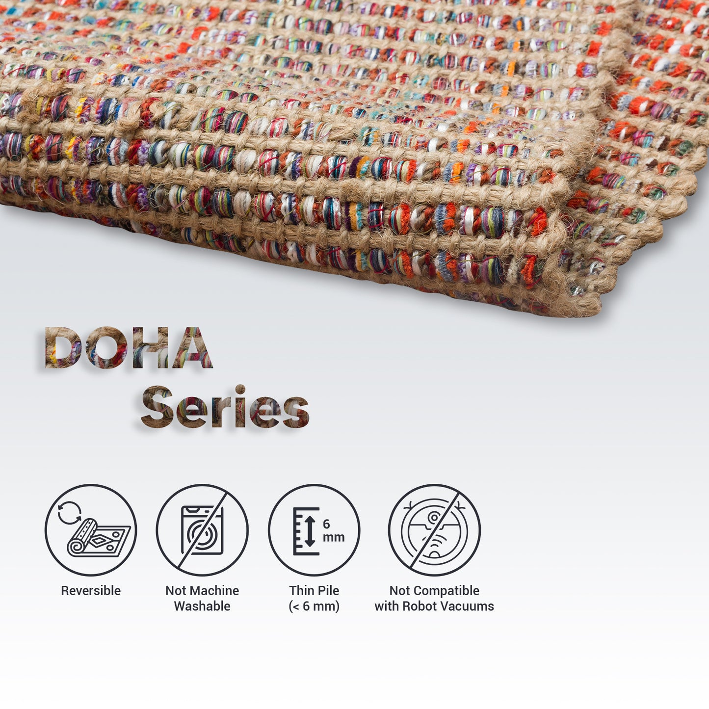 Doha Multicolour Reversible Kilim Rug