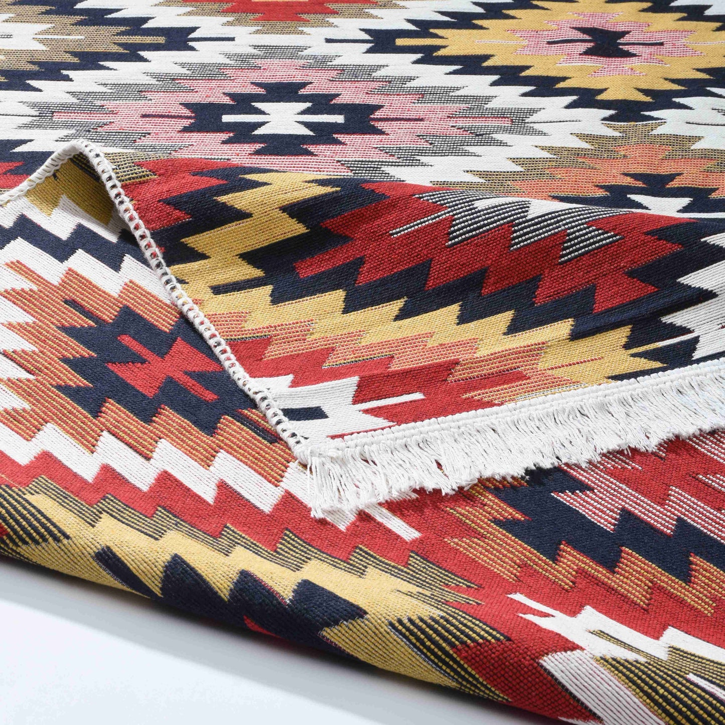 Arya Red Vivid Rug - Front and Back View | Artistry Home