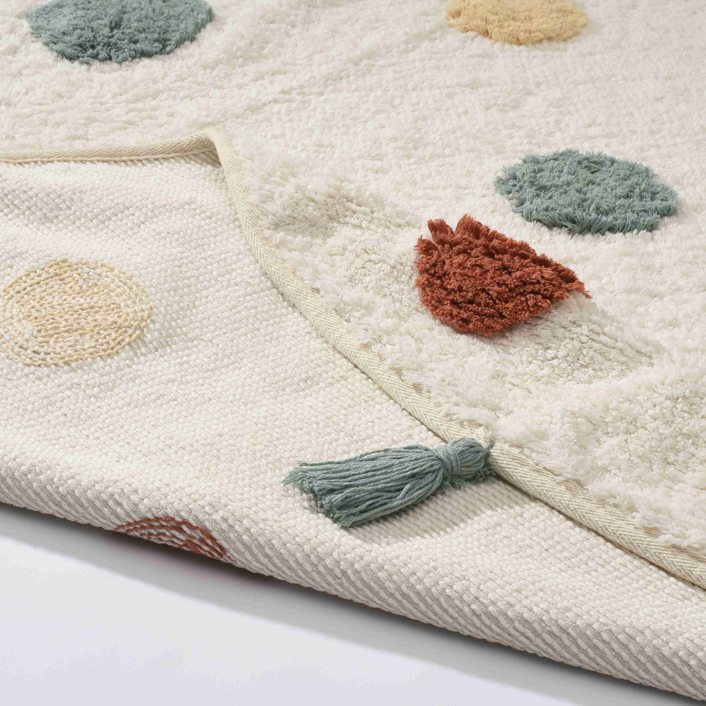 Cotton Boon Dots Round Rug - Front and Back View | Artistry Home