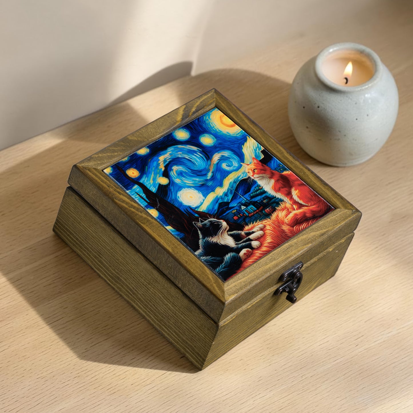 Starry Night Ceramic Jewelry Box