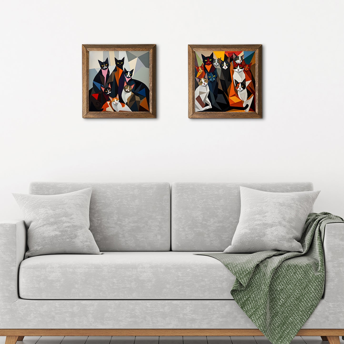 The Cat Gang Duo Stone Wall Art - 2-Seater Sofa | Artistry Home
