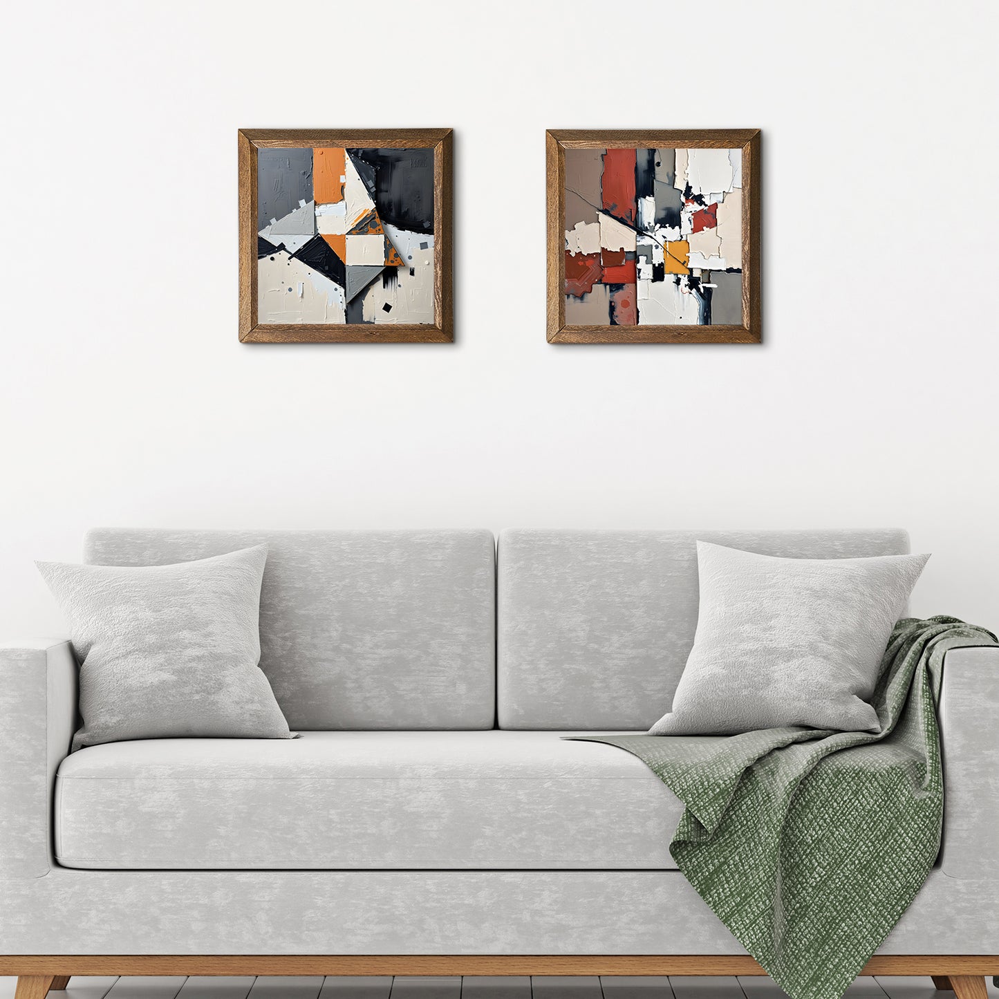 Geometric Modernism Duo Natural Stone Wall Art - 2-Seater Sofa | Artistry Home