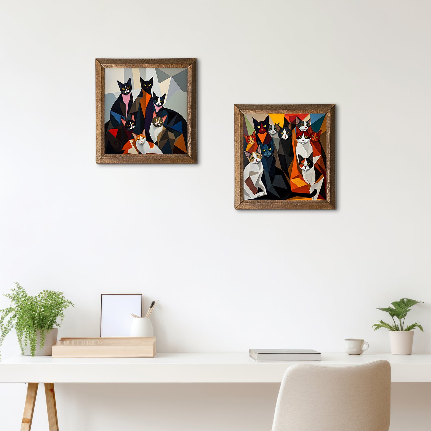 The Cat Gang Duo Stone Wall Art - 2-Seater Sofa | Artistry Home