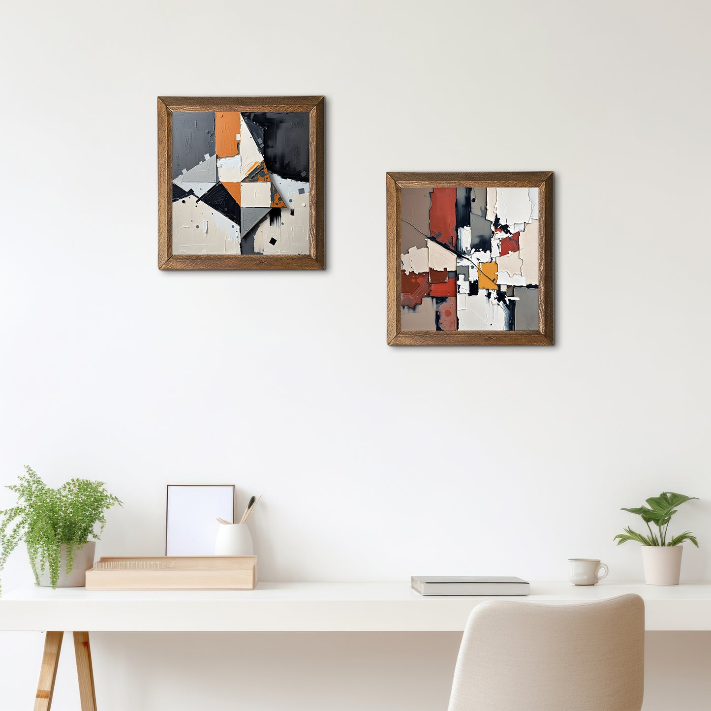 Geometric Modernism Duo Natural Stone Wall Art - 2-Seater Sofa | Artistry Home
