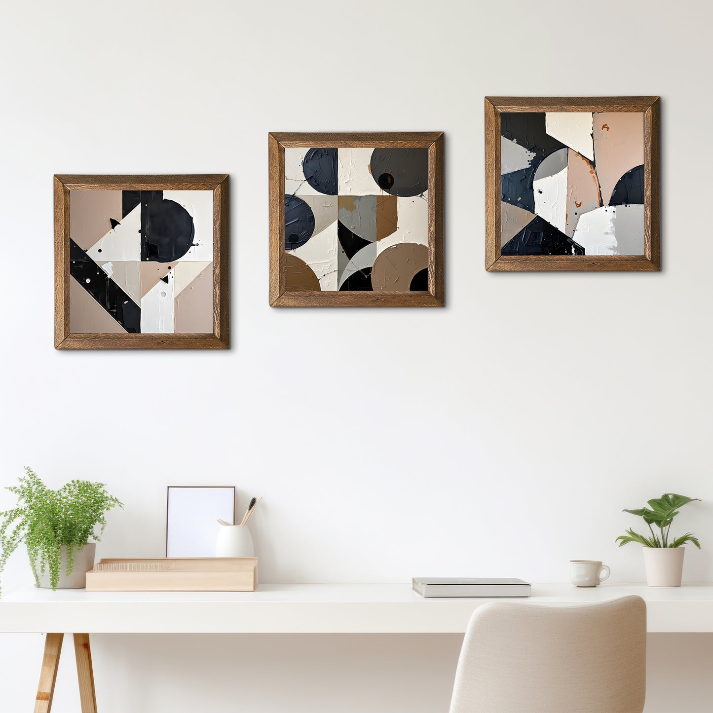 Geometric Shapes Trio Natural Stone Wall Art - Triple Set | Artistry Home