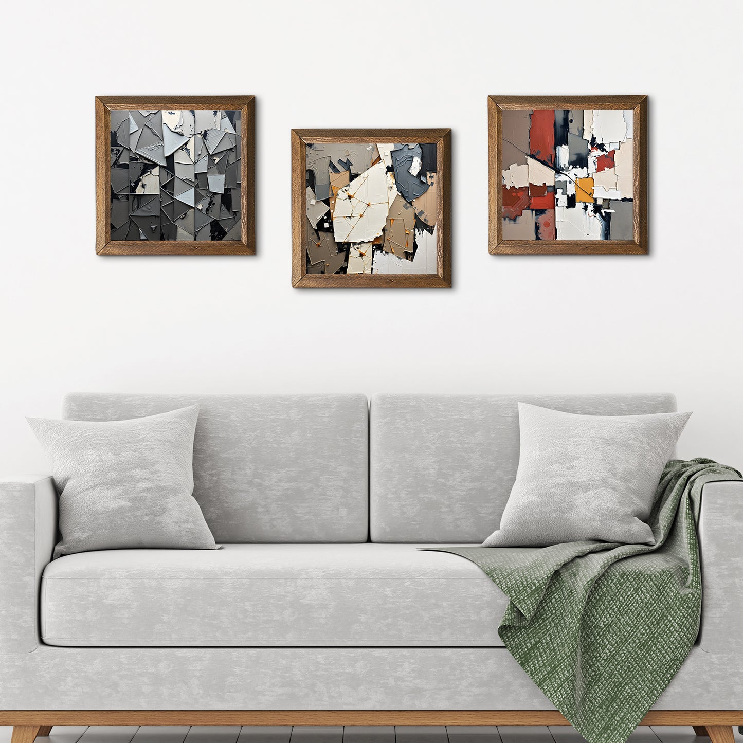 Shapes In Paint Trio Stone Wall Art - 3-Seater Sofa | Artistry Home