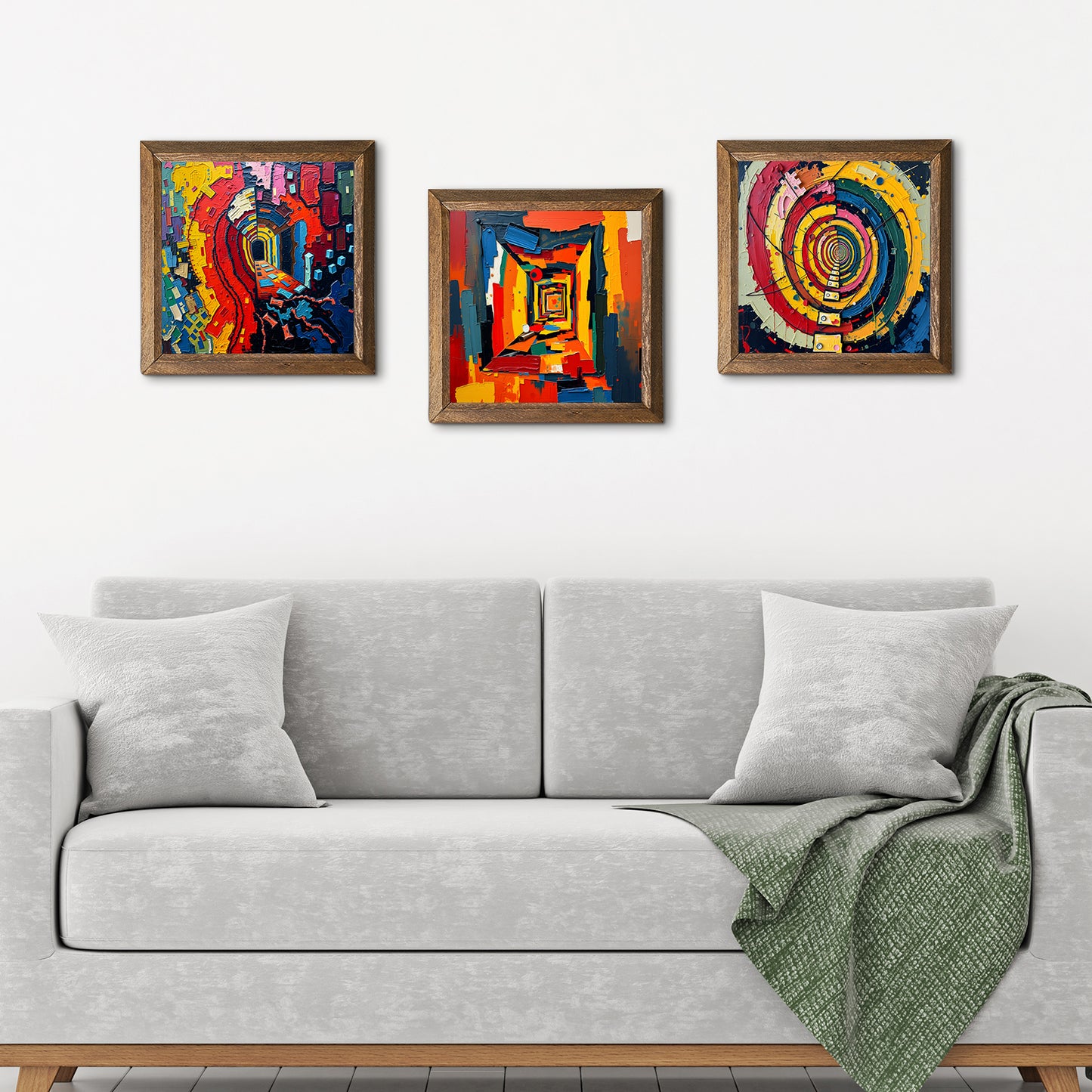Modernism Trio Natural Stone Wall Art - 3-Seater Sofa | Artistry Home