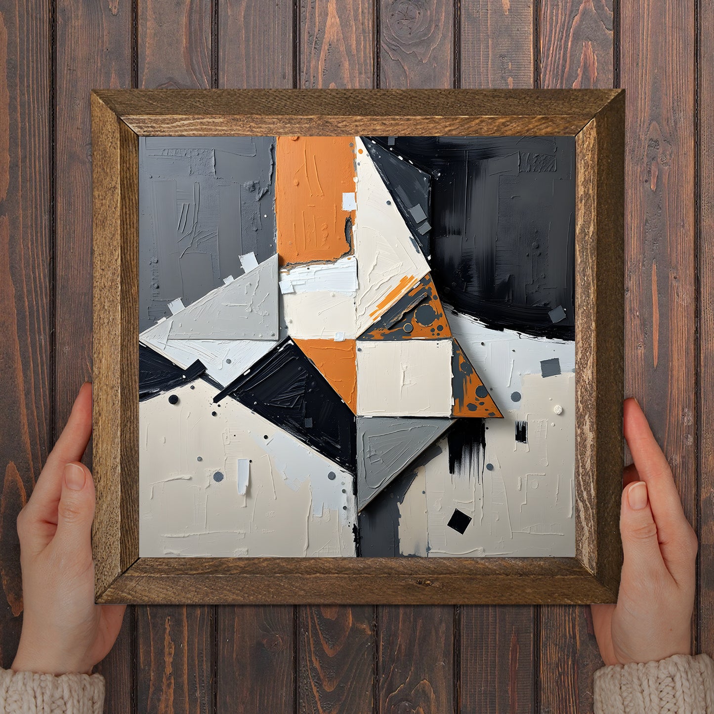 Geometric Modernism Duo Natural Stone Wall Art - Frame in Hand | Artistry Home