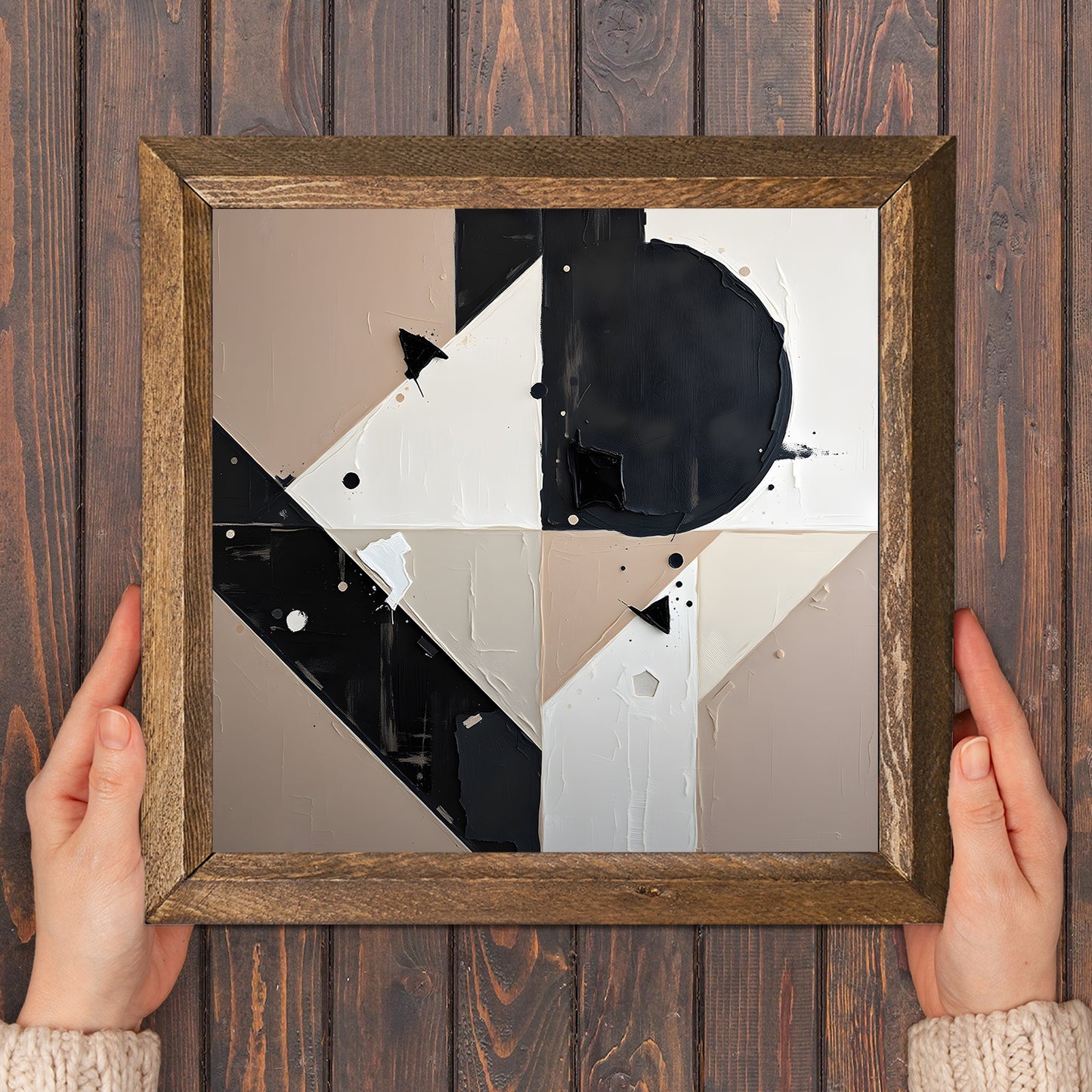 Geometric Shapes Trio Natural Stone Wall Art - Frame in Hand | Artistry Home