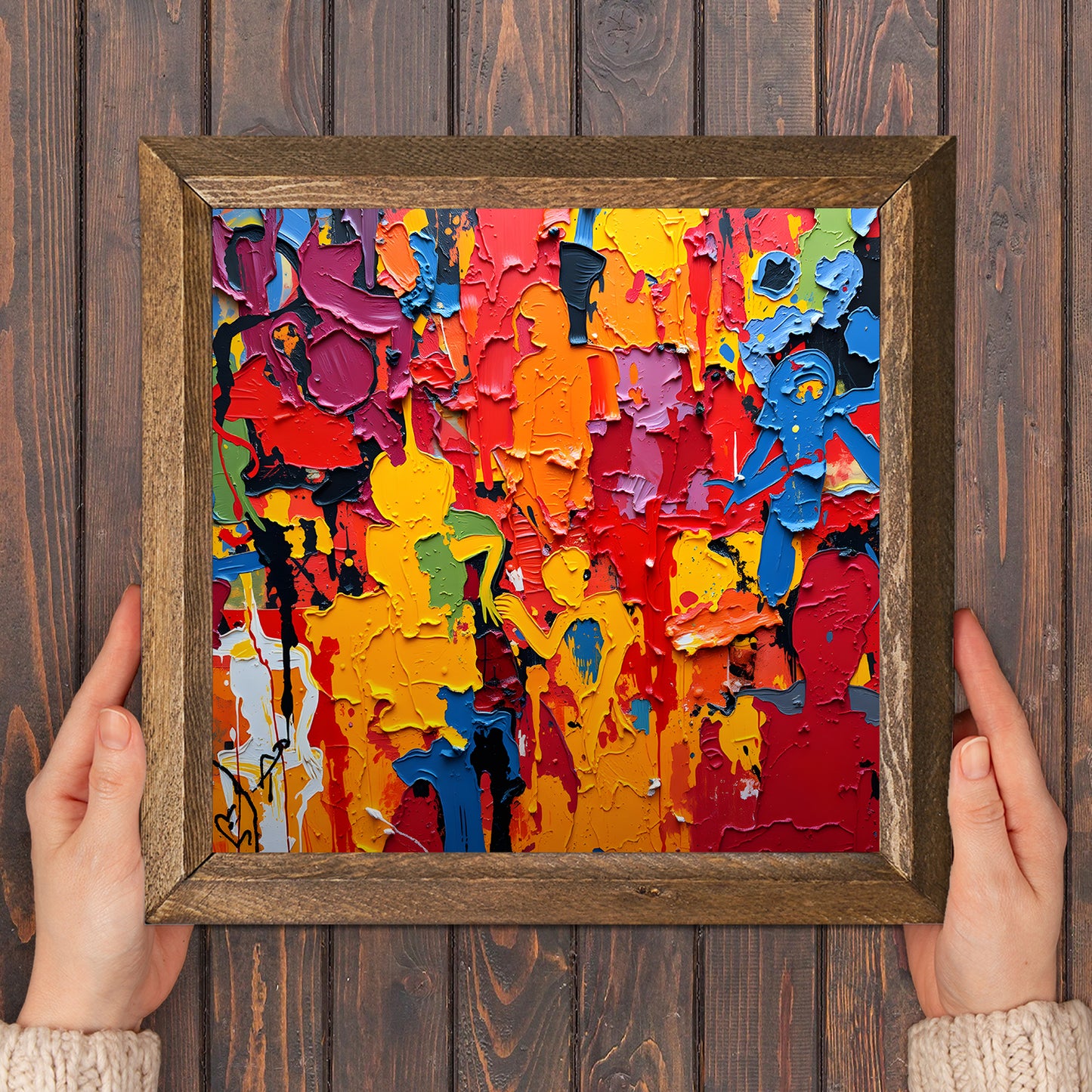 Colorful People Natural Stone Wall Art - Frame in Hand | Artistry Home