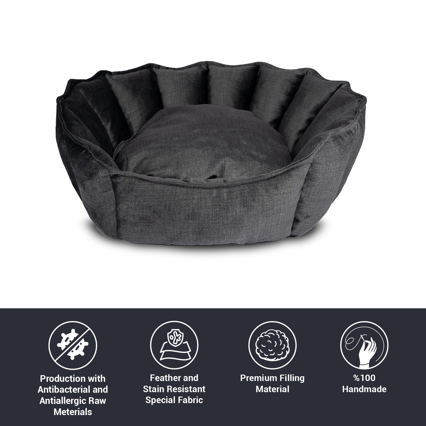Oyster Pet Bed Anthracite