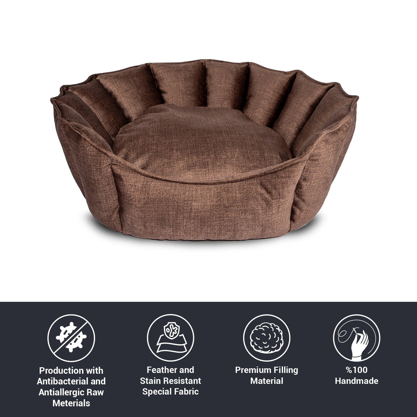 Oyster Pet Bed Brown