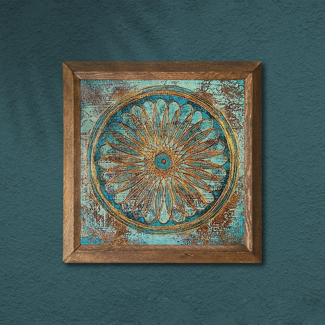 Flower Of Life Natural Stone Wall Art - Green Background | Artistry Home