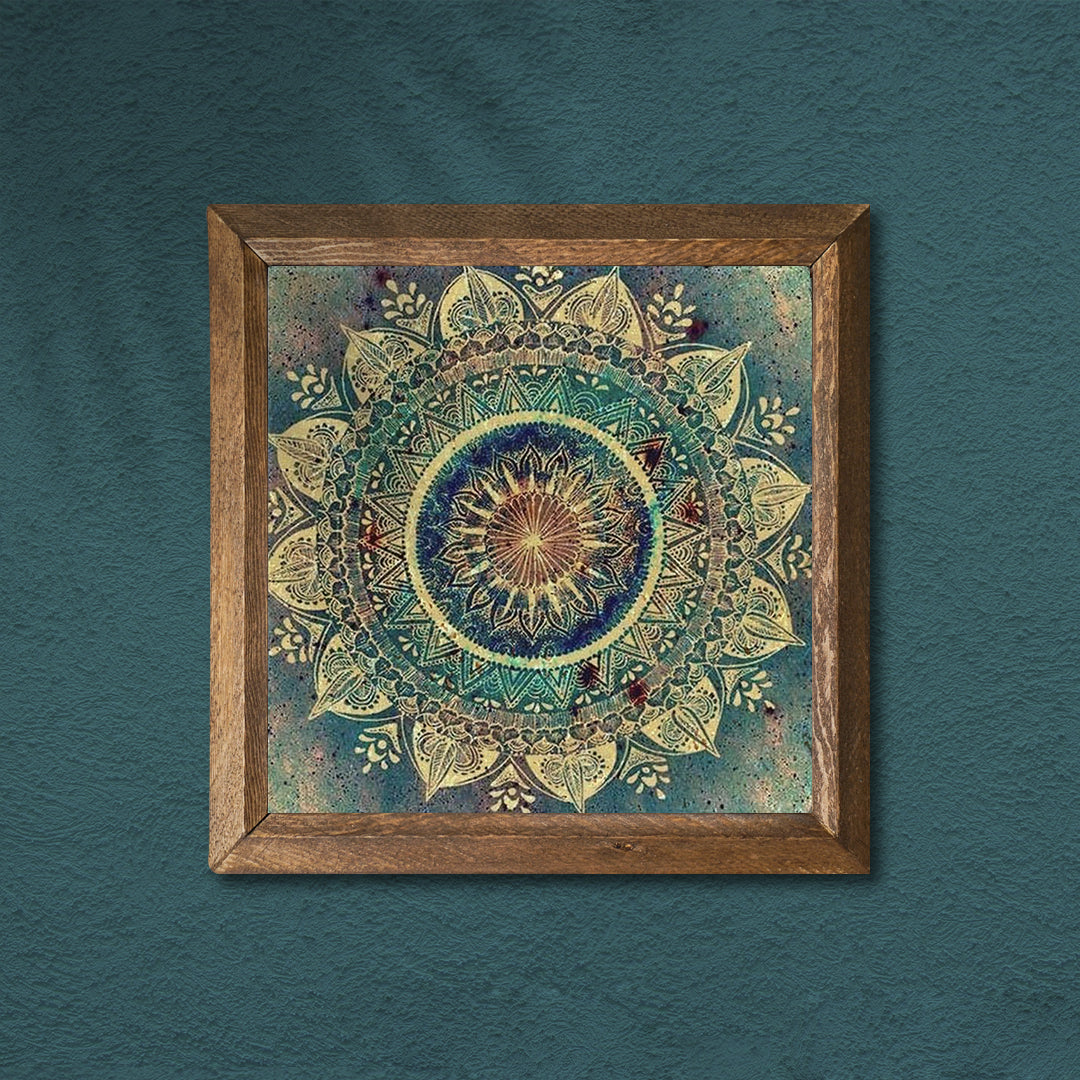 Mandala Green Natural Stone Wall Art - Green Background | Artistry Home