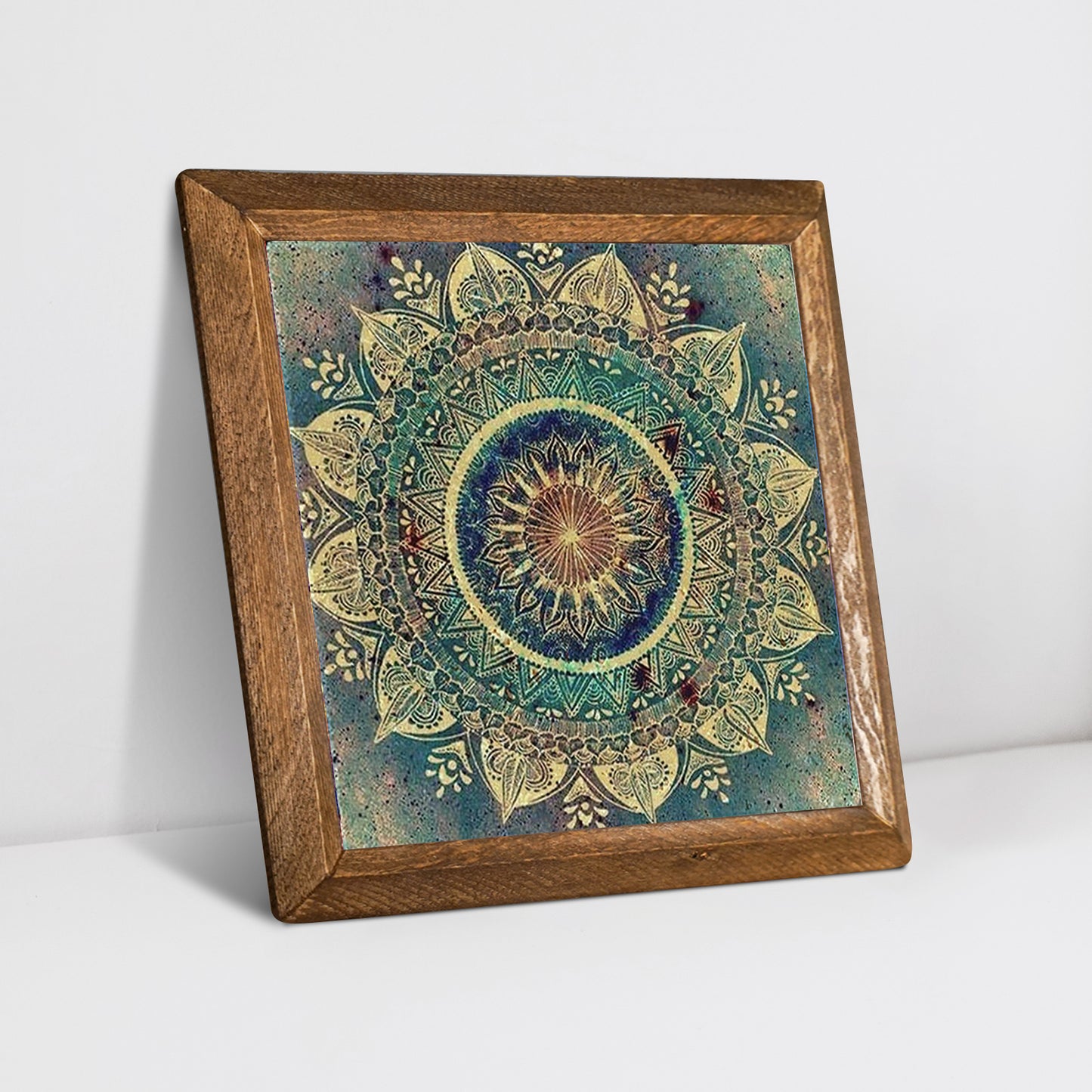 Mandala Green Natural Stone Wall Art - White Background | Artistry Home