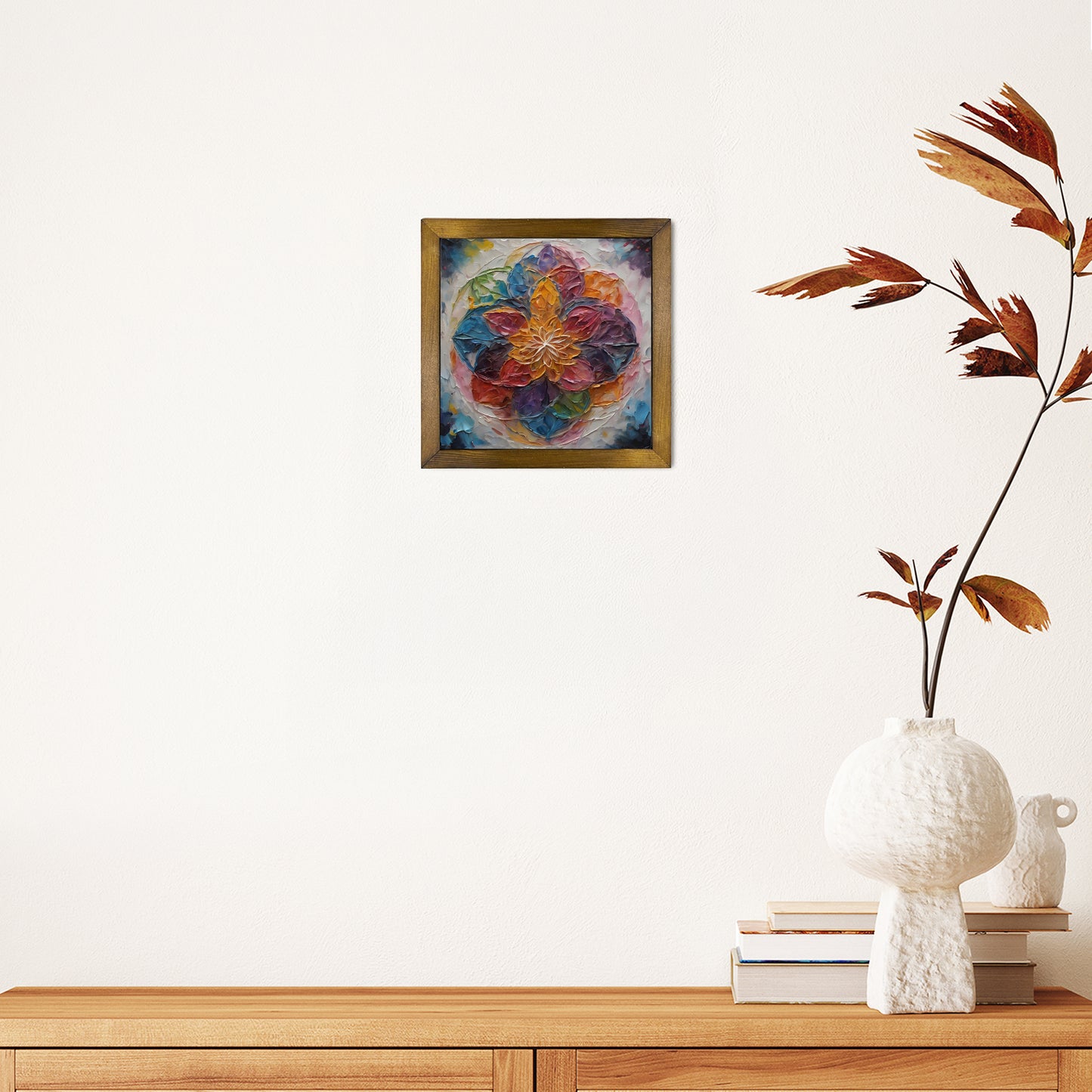 Vibrant Lotus Mandala Kiln Fired Ceramic Tile Wall Art
