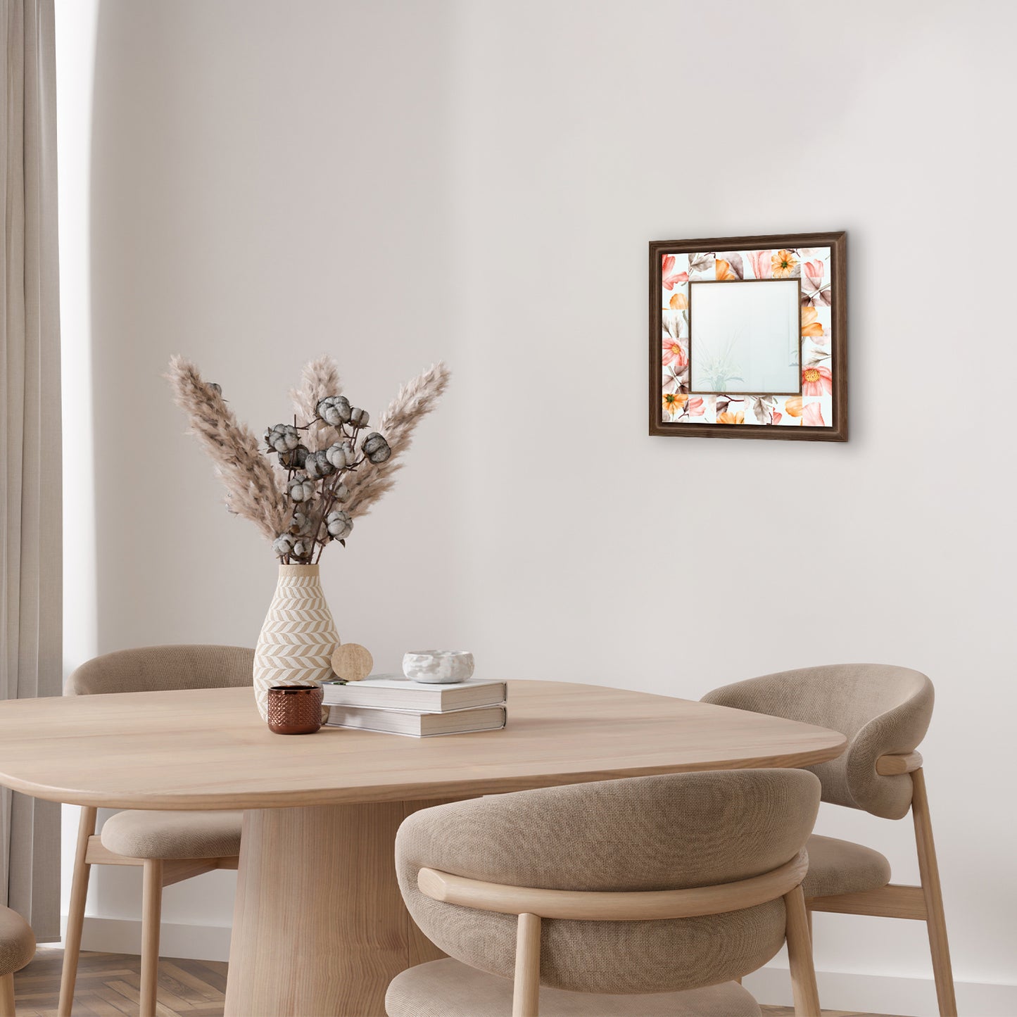 Floral Tempt Square Mirror with table | Artistry Home