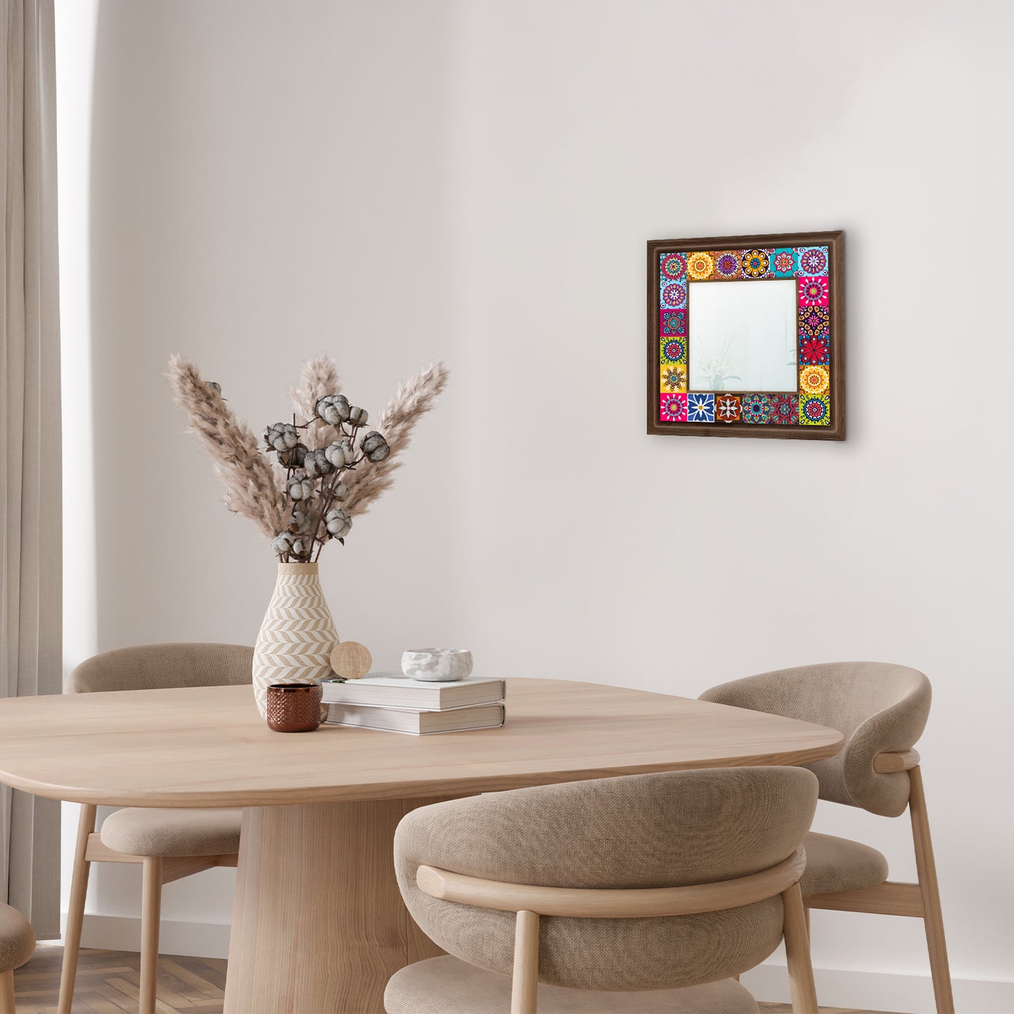 Colorful Tiles Square Mirror with table | Artistry Home