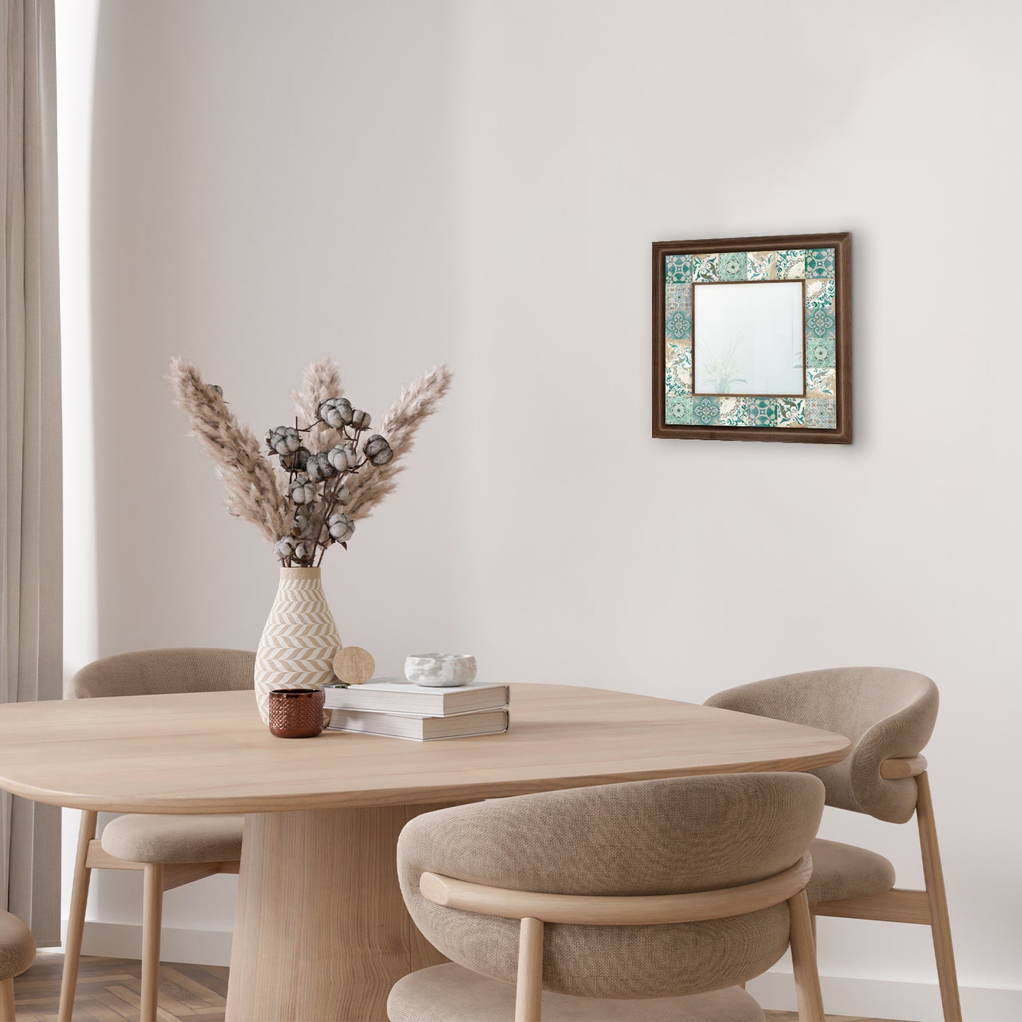 Green Tiles Square Mirror with table | Artistry Home