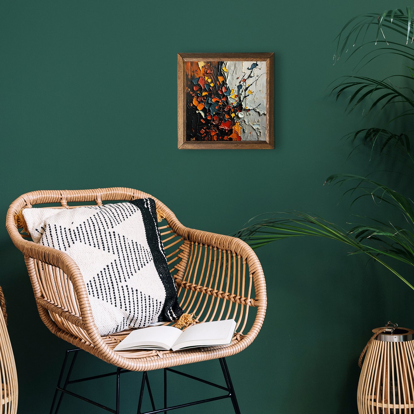 Modernism Natural Stone Wall Art - Green Background | Artistry Home
