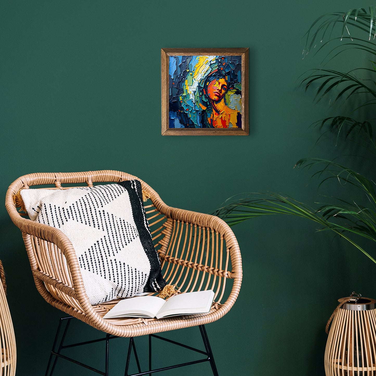 Overthinking Natural Stone Wall Art - Green Background | Artistry Home