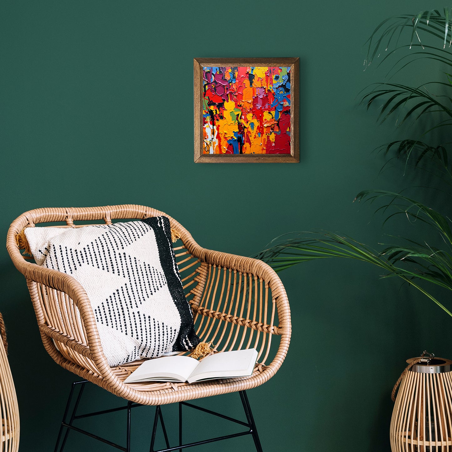Colorful People Natural Stone Wall Art - Green Background | Artistry Home