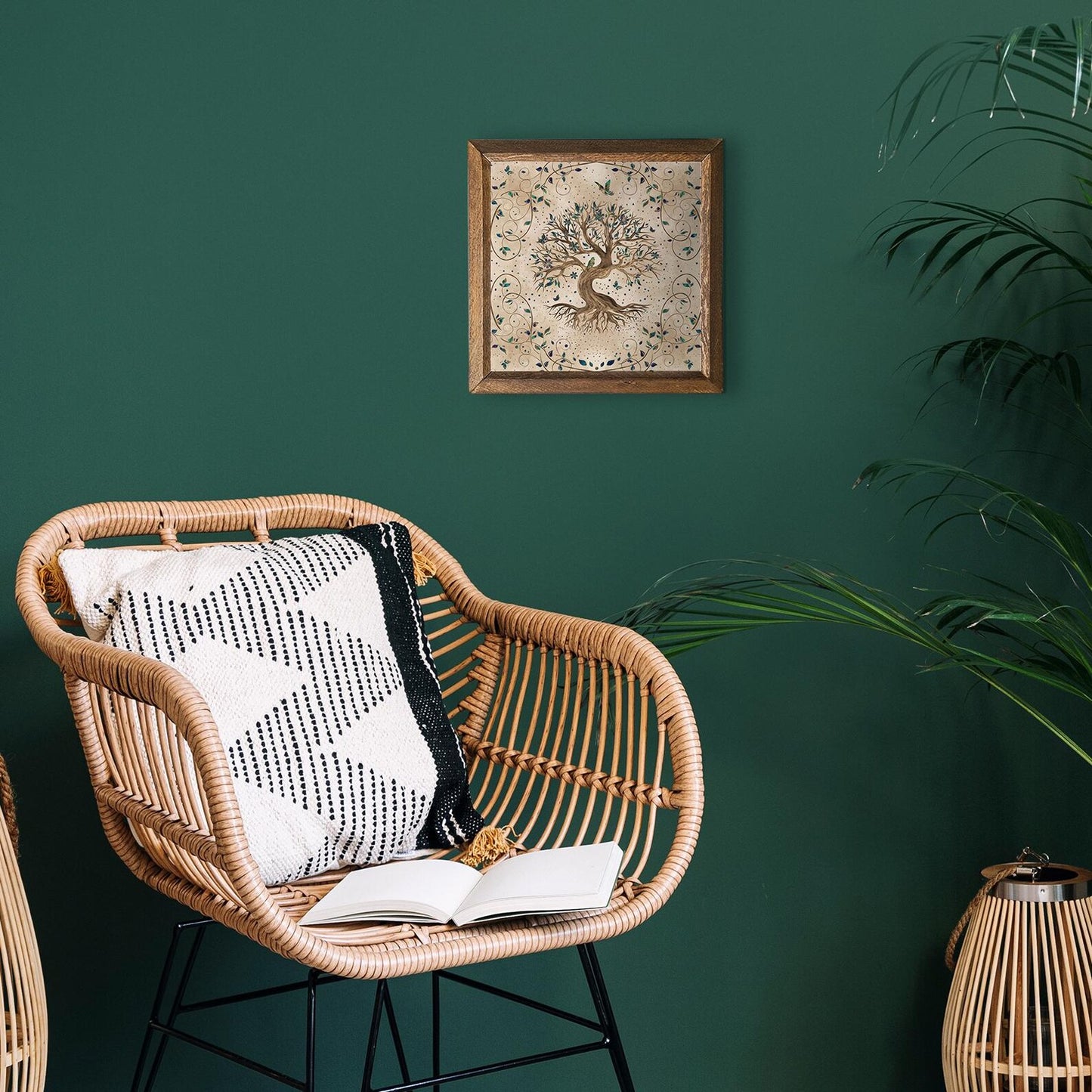 Tree Of Life Sand Stone Wall Art - Green Background | Artistry Home