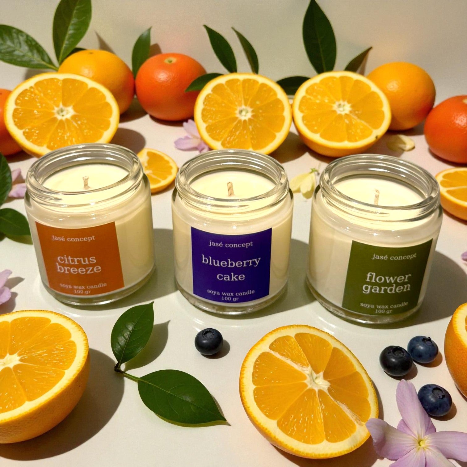 Floral Morning Soy Wax Candle Set - Citrus, Blueberry & Jasmine ...