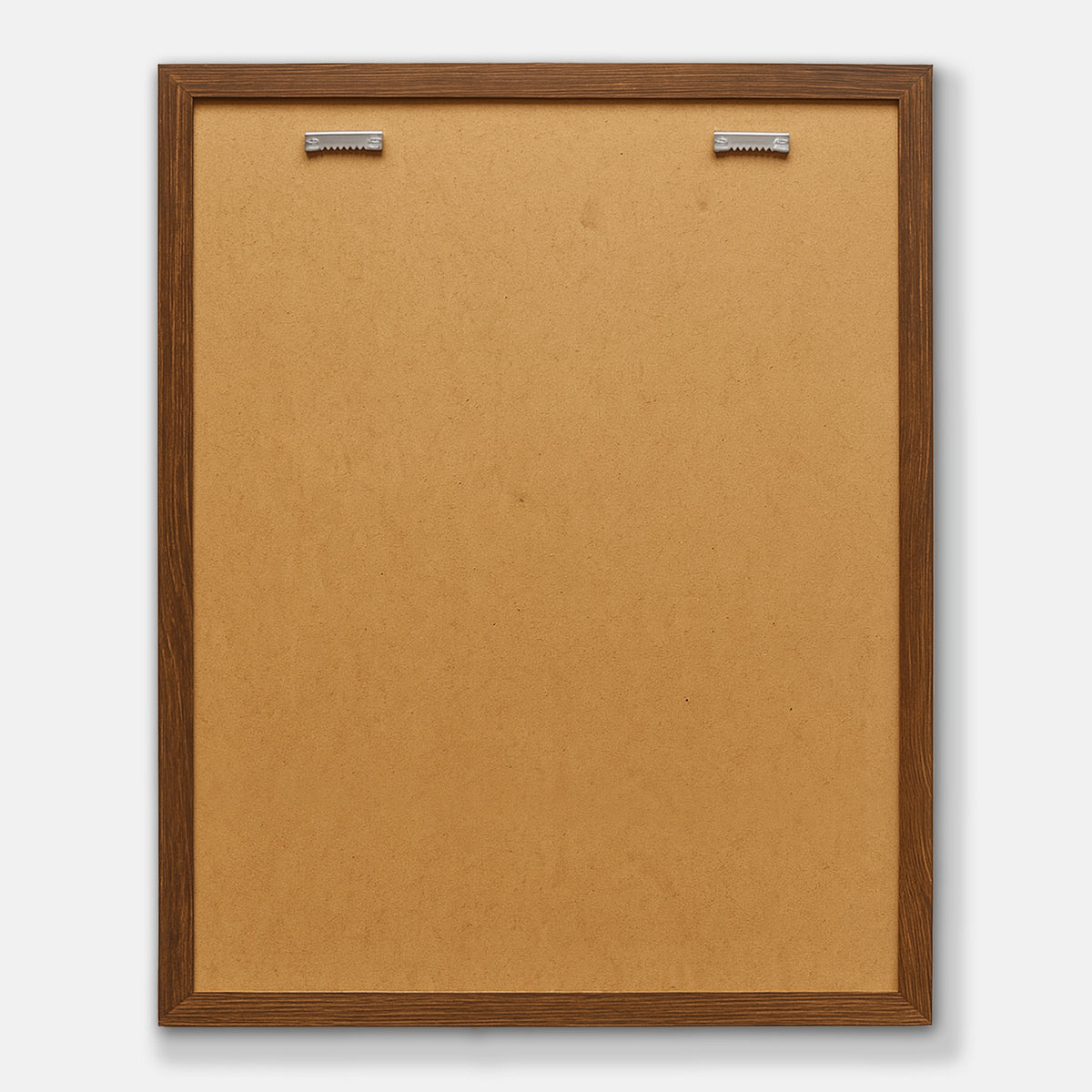 Cork bulletin board with wooden frame on a white background